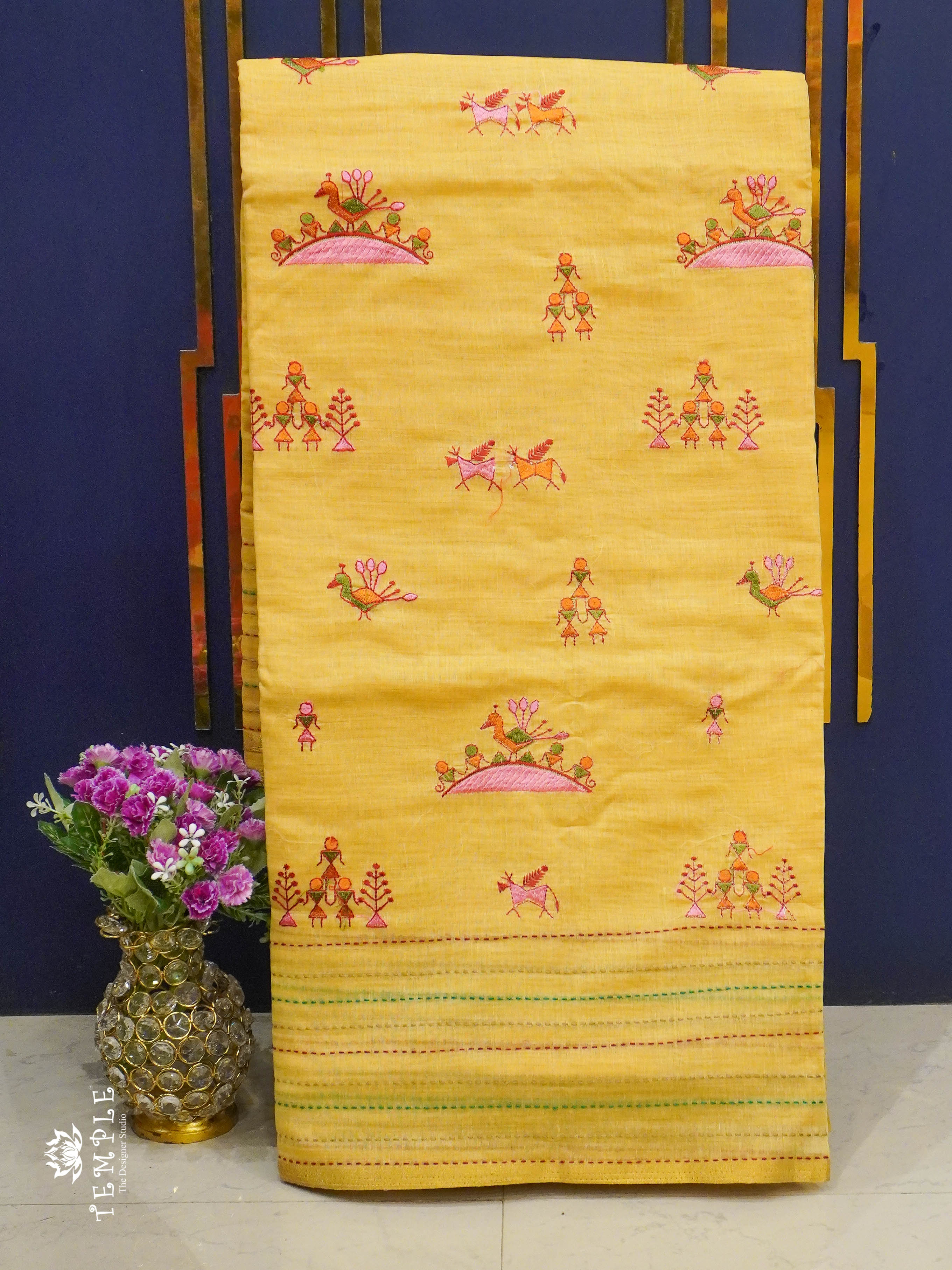 Chanderi Cotton Saree With Kantha Work | TTDS1344 | Sparkling Deals