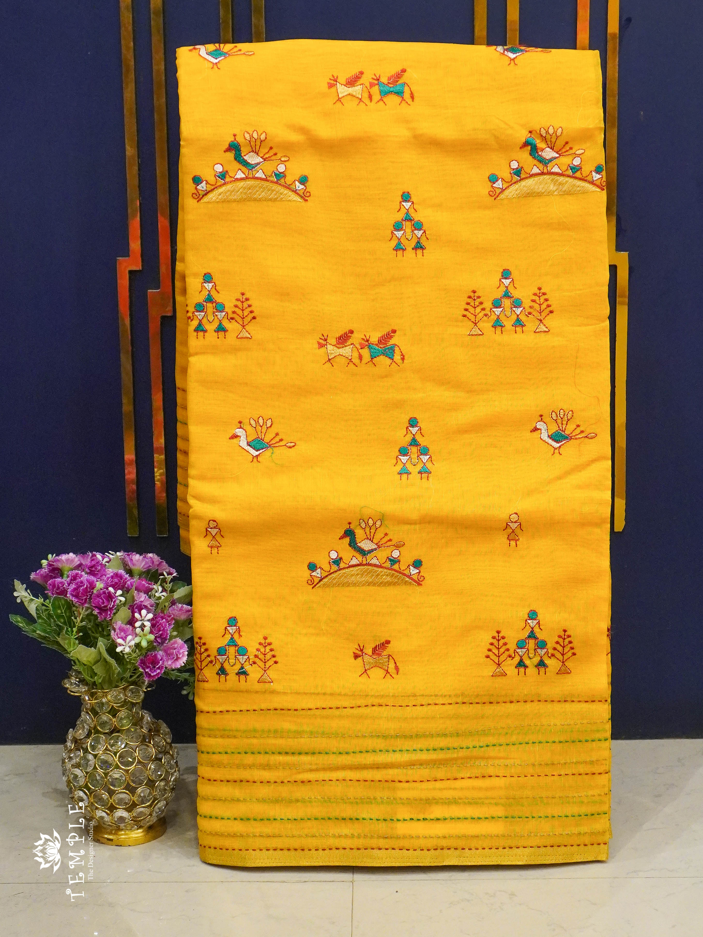 Chanderi Cotton Saree With Kantha Work | TTDS1344 | Sparkling Deals