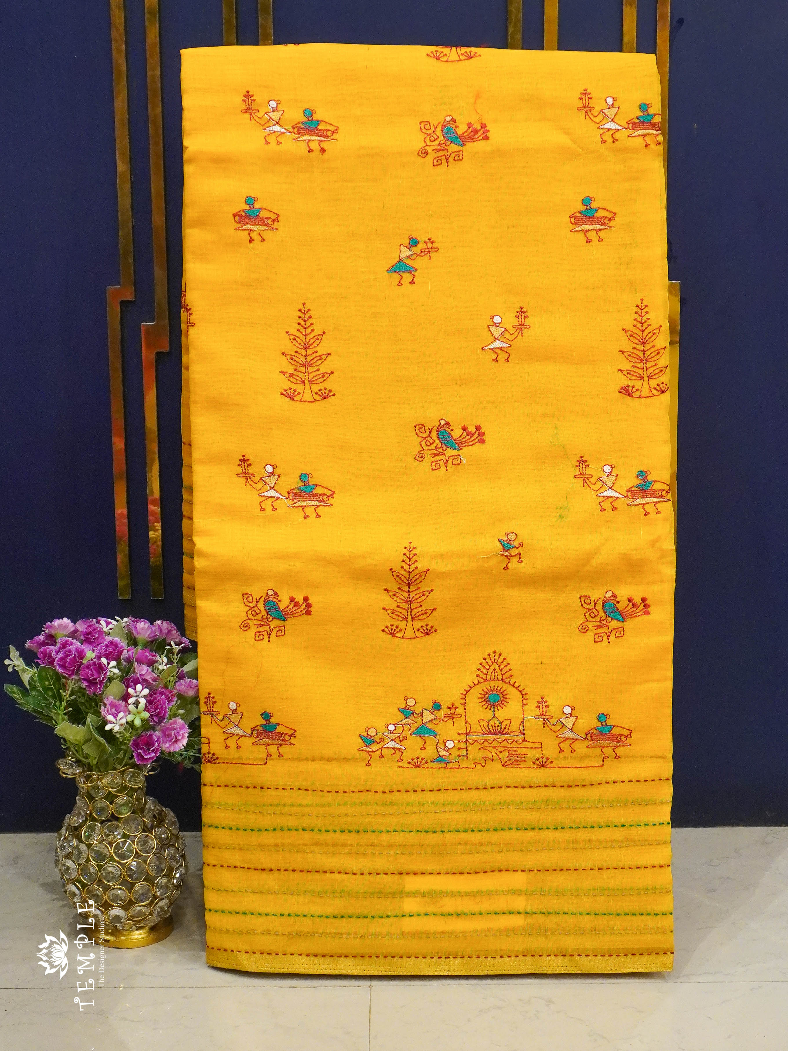 Chanderi Cotton Saree With Kantha Work | TTDS1344 | Sparkling Deals