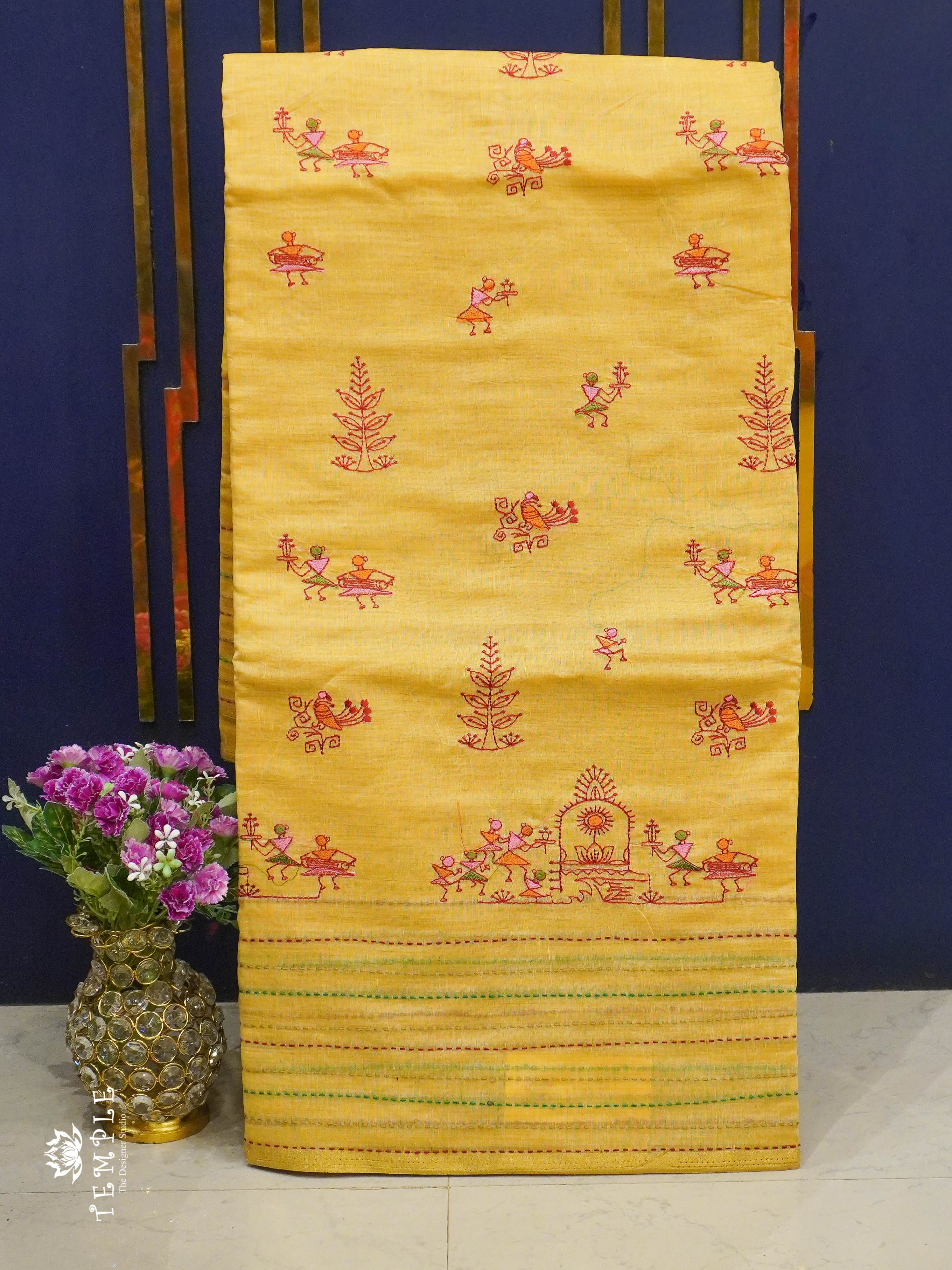 Chanderi Cotton Saree With Kantha Work | TTDS1344 | Sparkling Deals