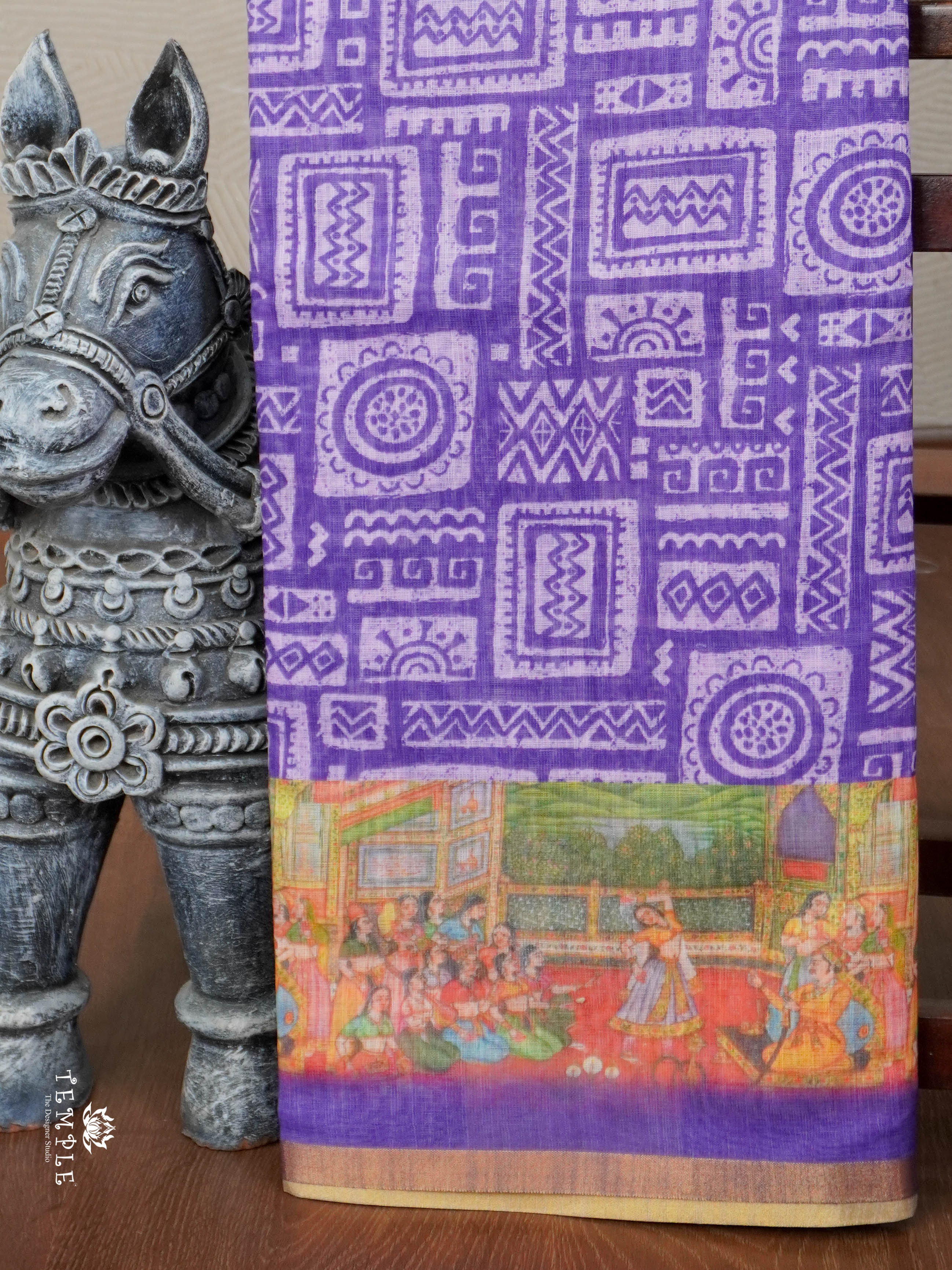 Kalamkari-inspired Printed Saree | TTDS2847