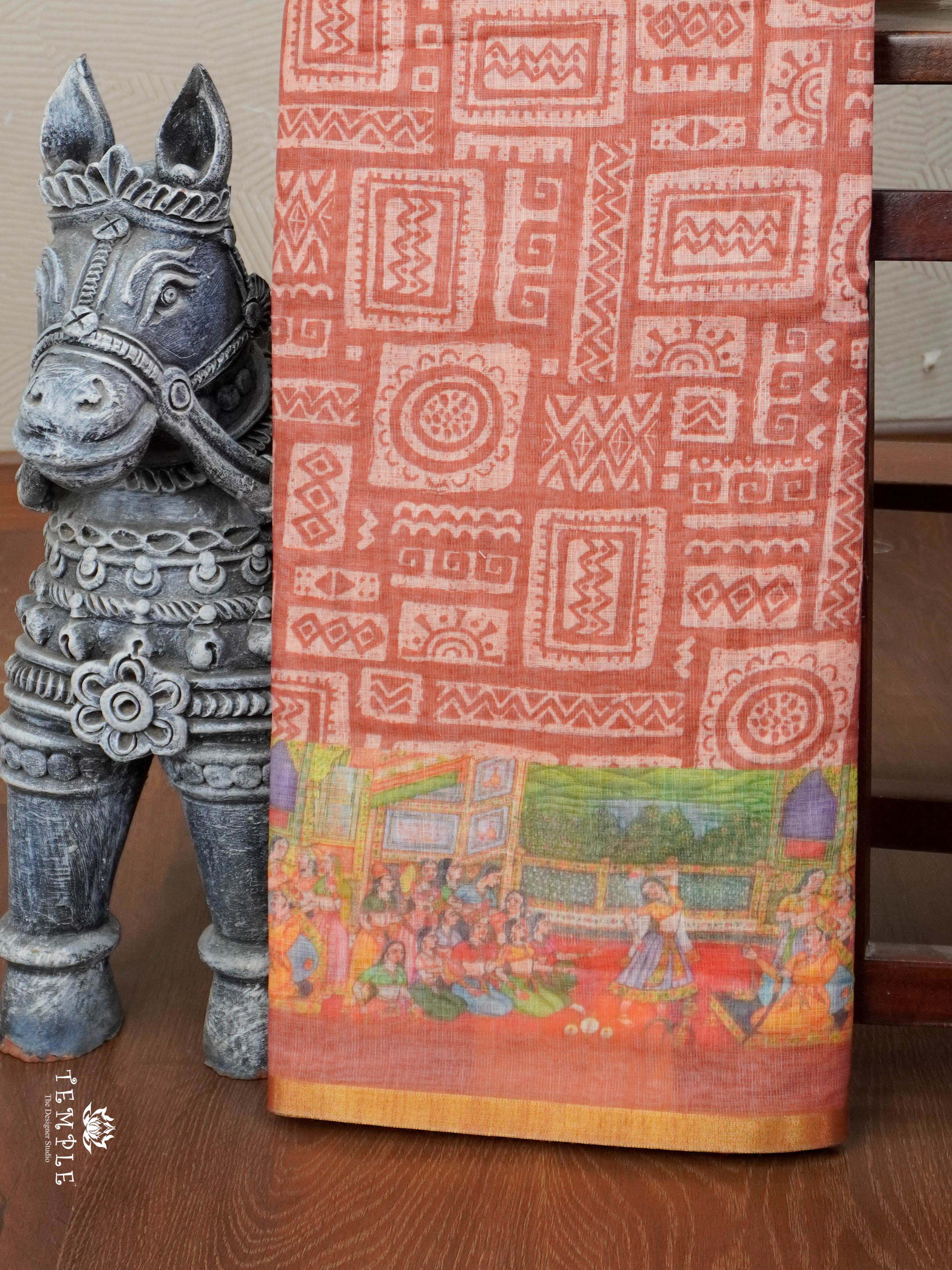 Kalamkari-inspired Printed Saree | TTDS2847