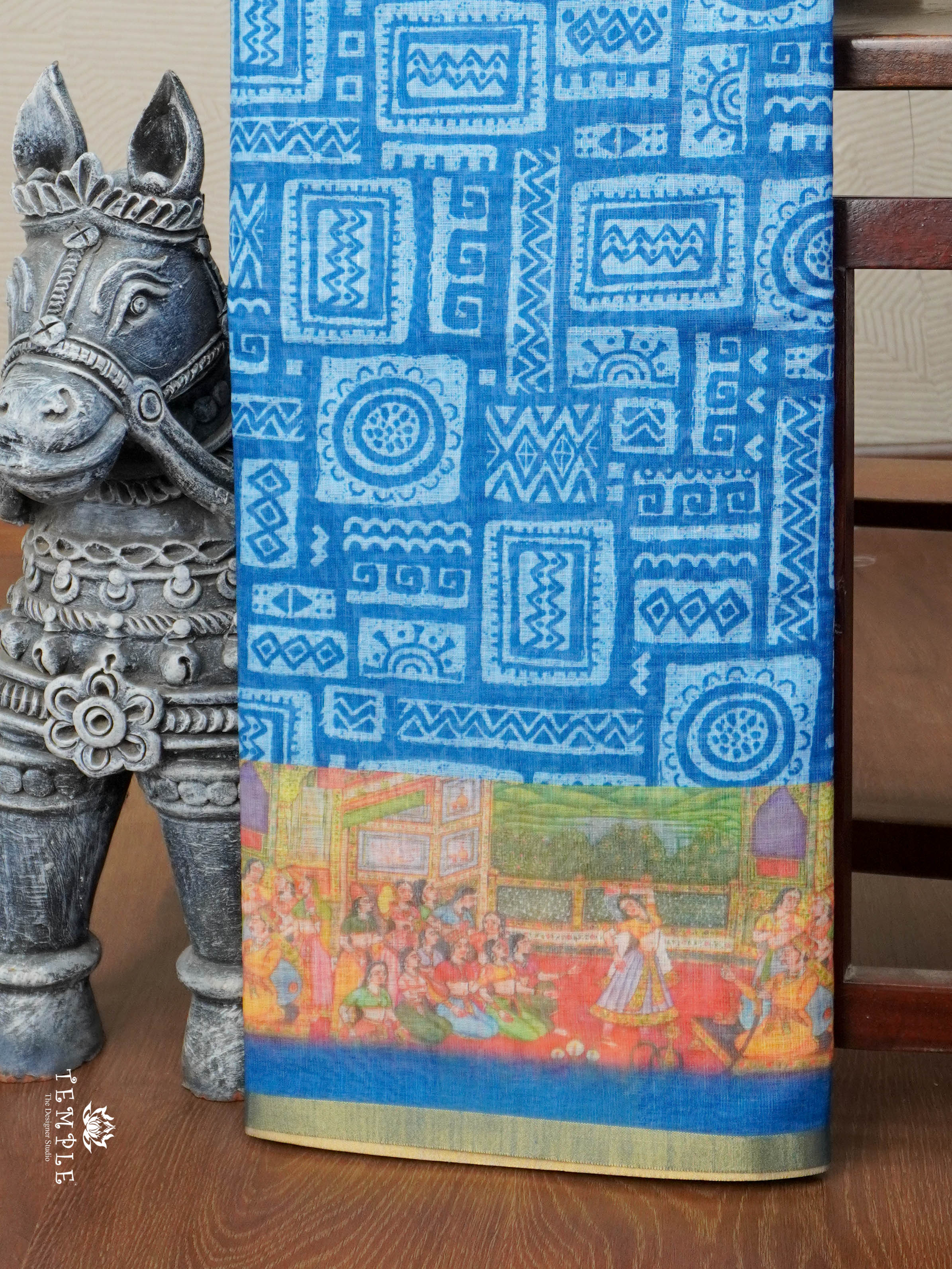 Kalamkari-inspired Printed Saree | TTDS2847