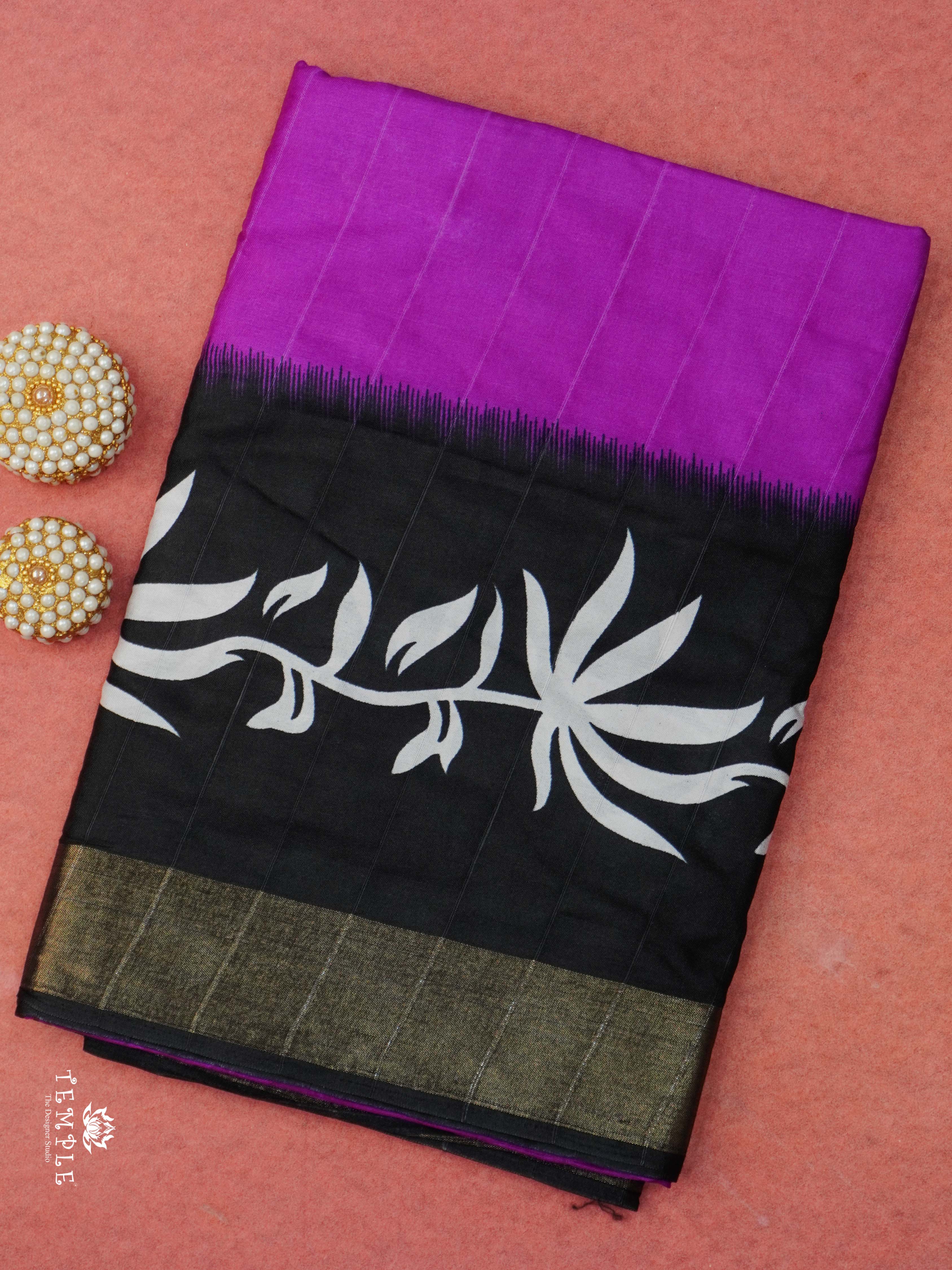 Raw Silk Saree With Floral Pattern | TTDS2304