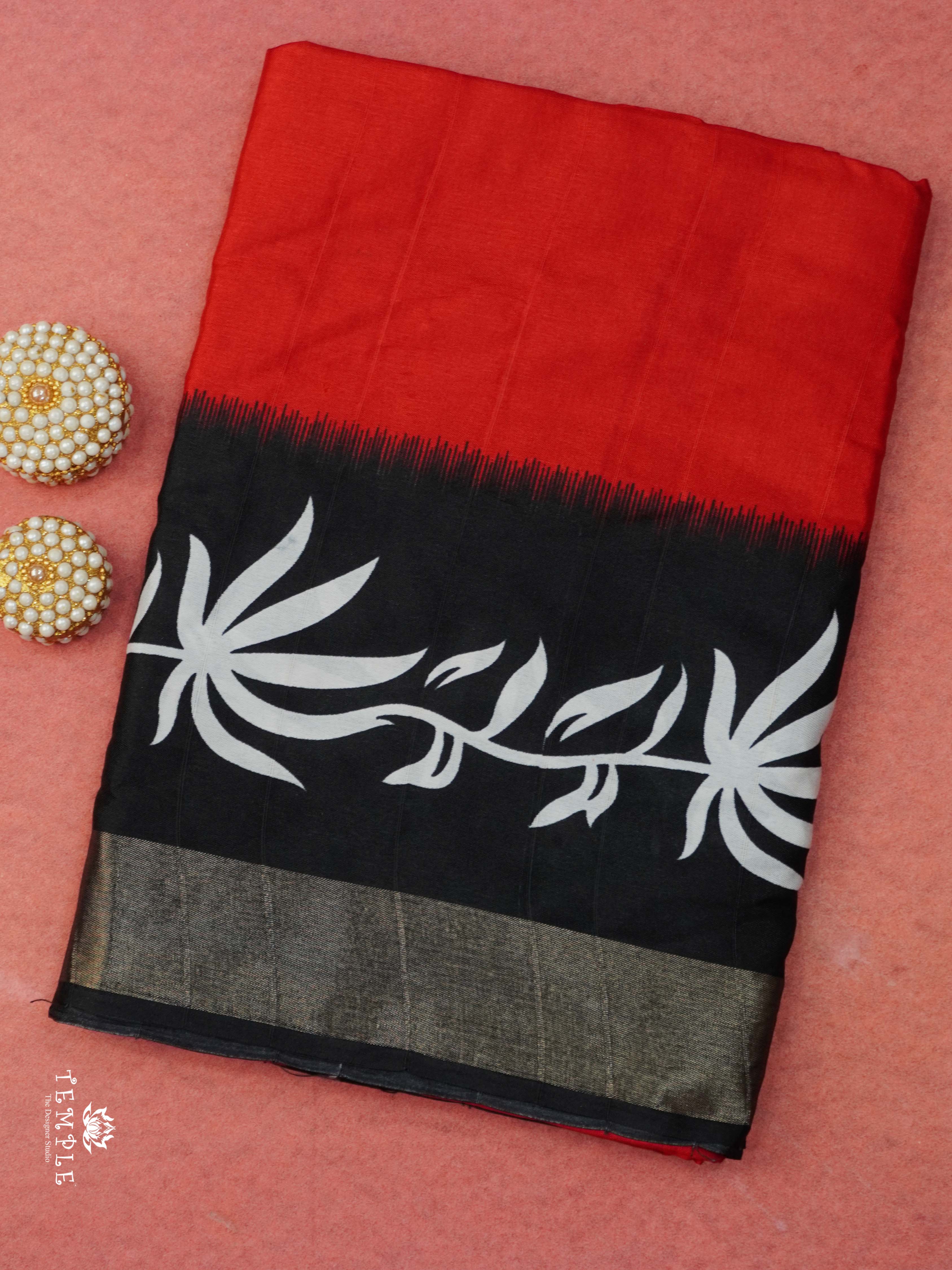 Raw Silk Saree With Floral Pattern | TTDS2304