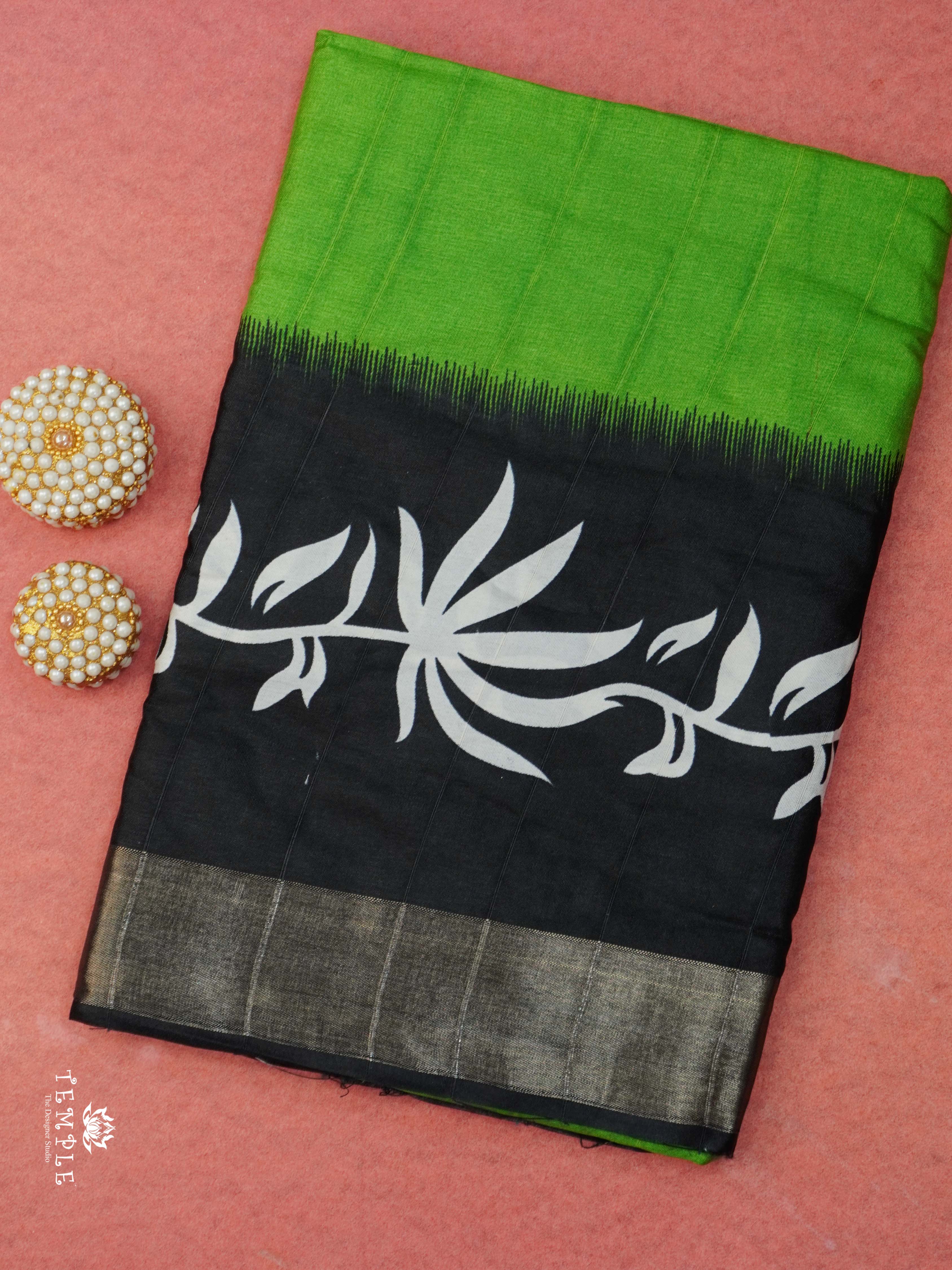 Raw Silk Saree With Floral Pattern | TTDS2304