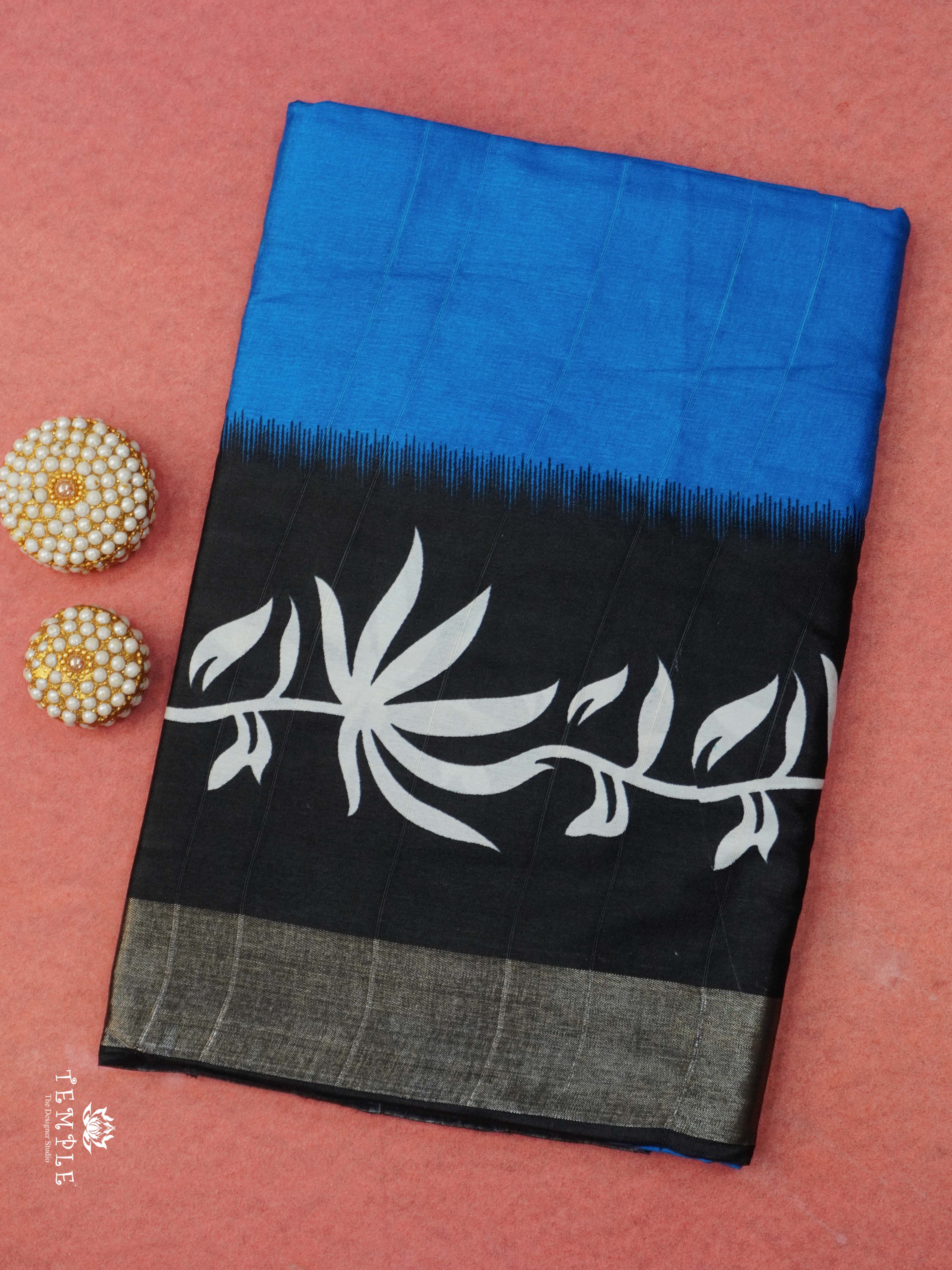 Raw Silk Saree With Floral Pattern | TTDS2304