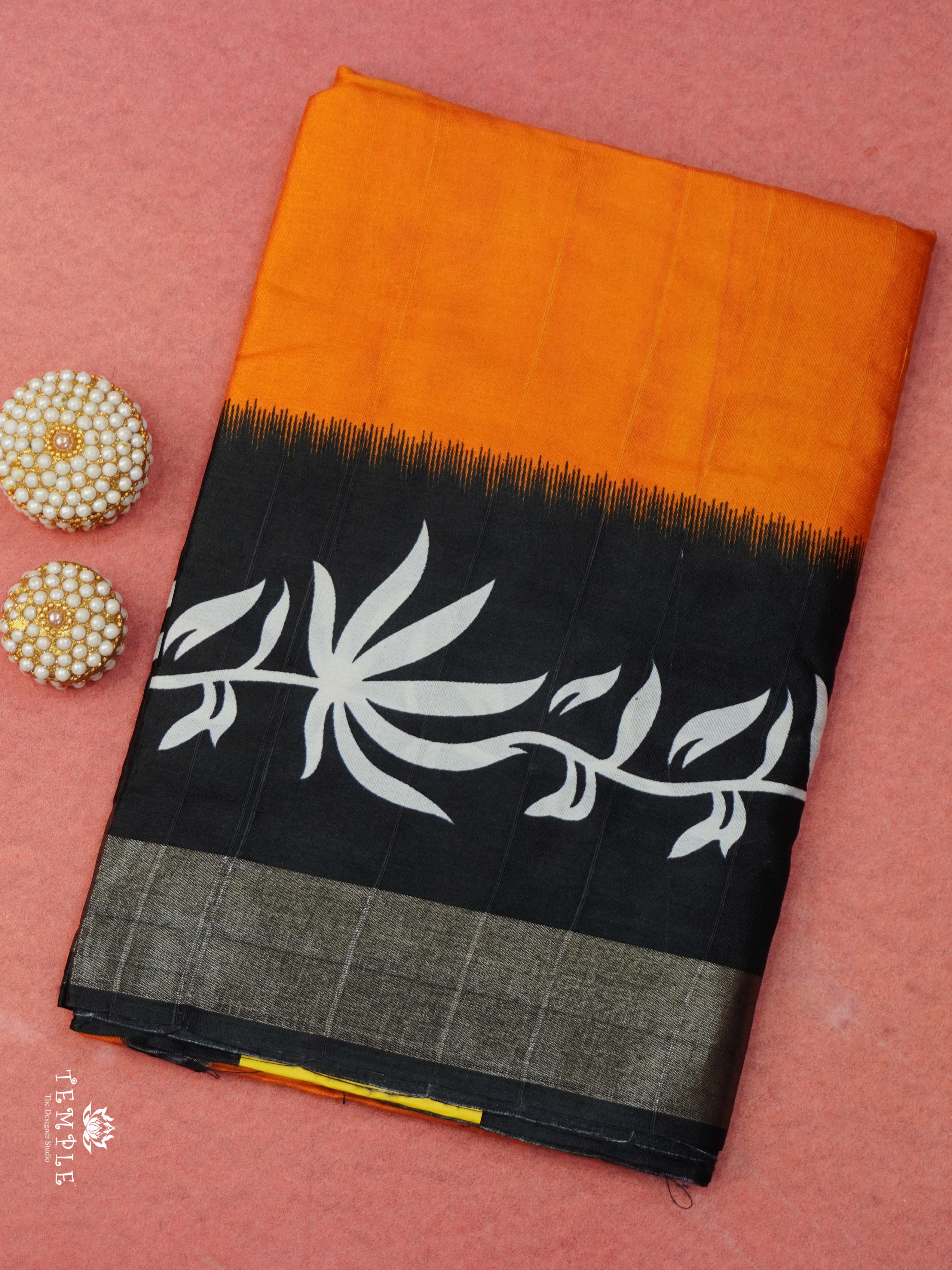 Raw Silk Saree With Floral Pattern | TTDS2304