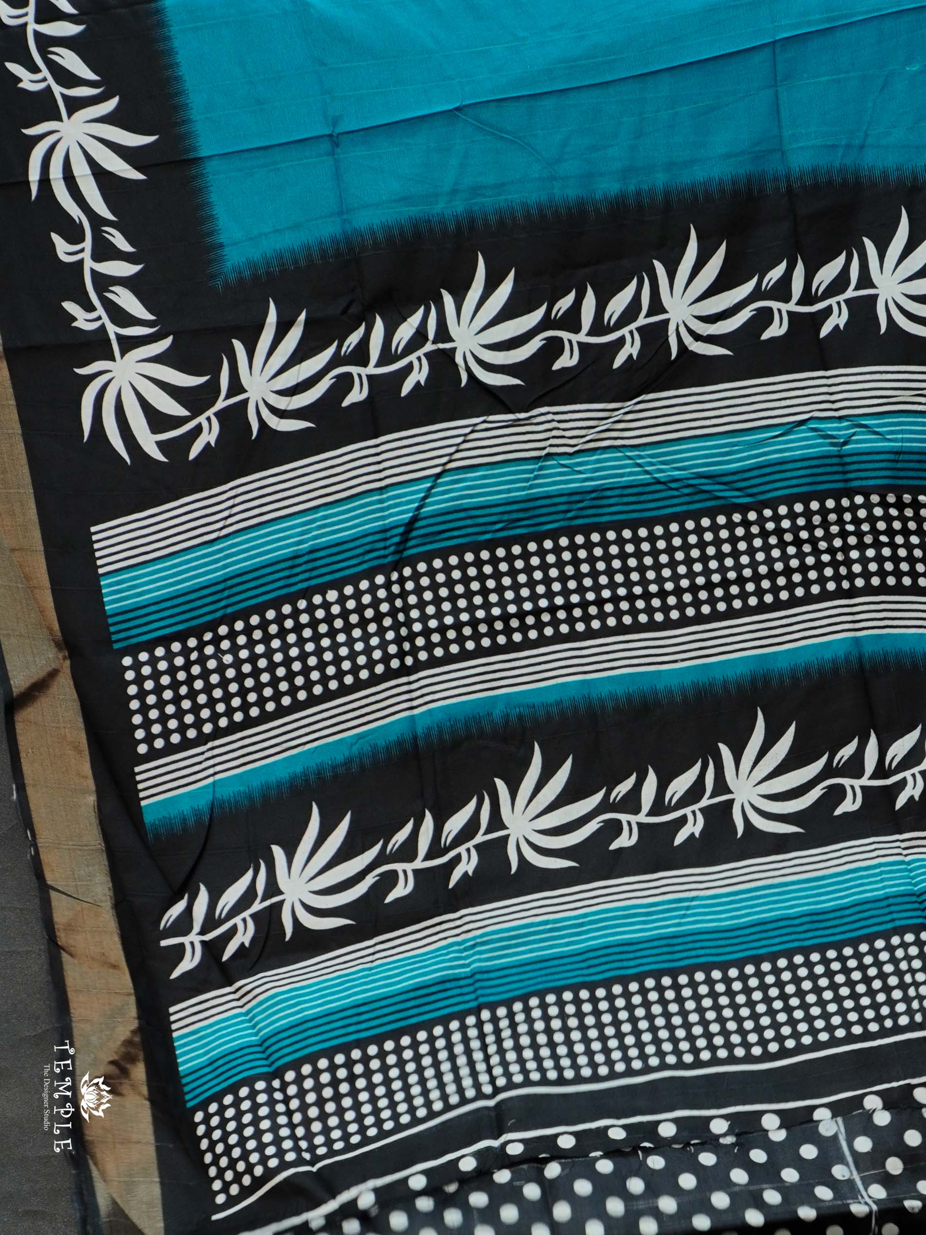 Raw Silk Saree With Floral Pattern(Rama Blue) | TTDS2304