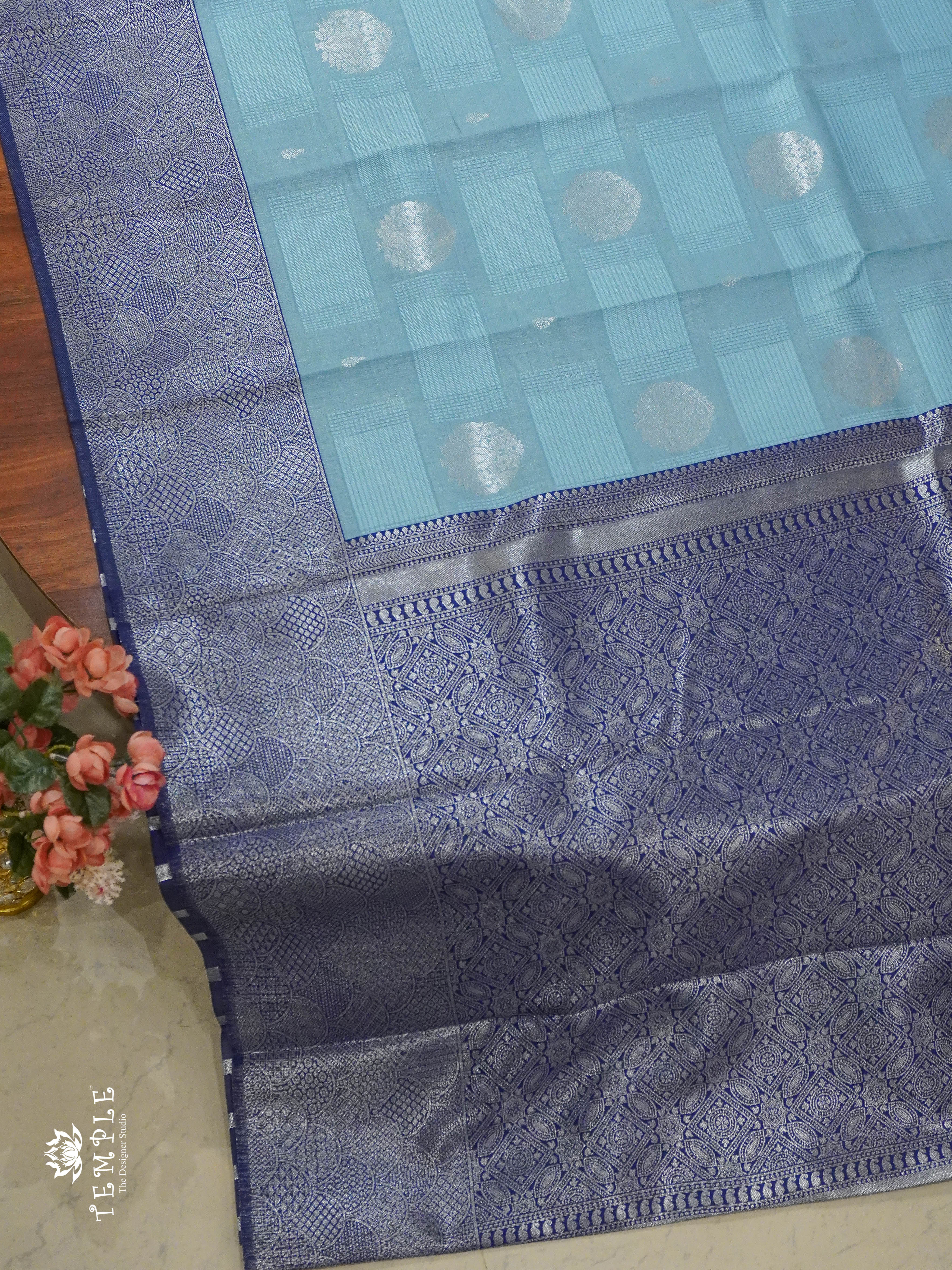 Semi Kanchi Silk Saree(Blue) | TTDS1356 | Sparkling Deals