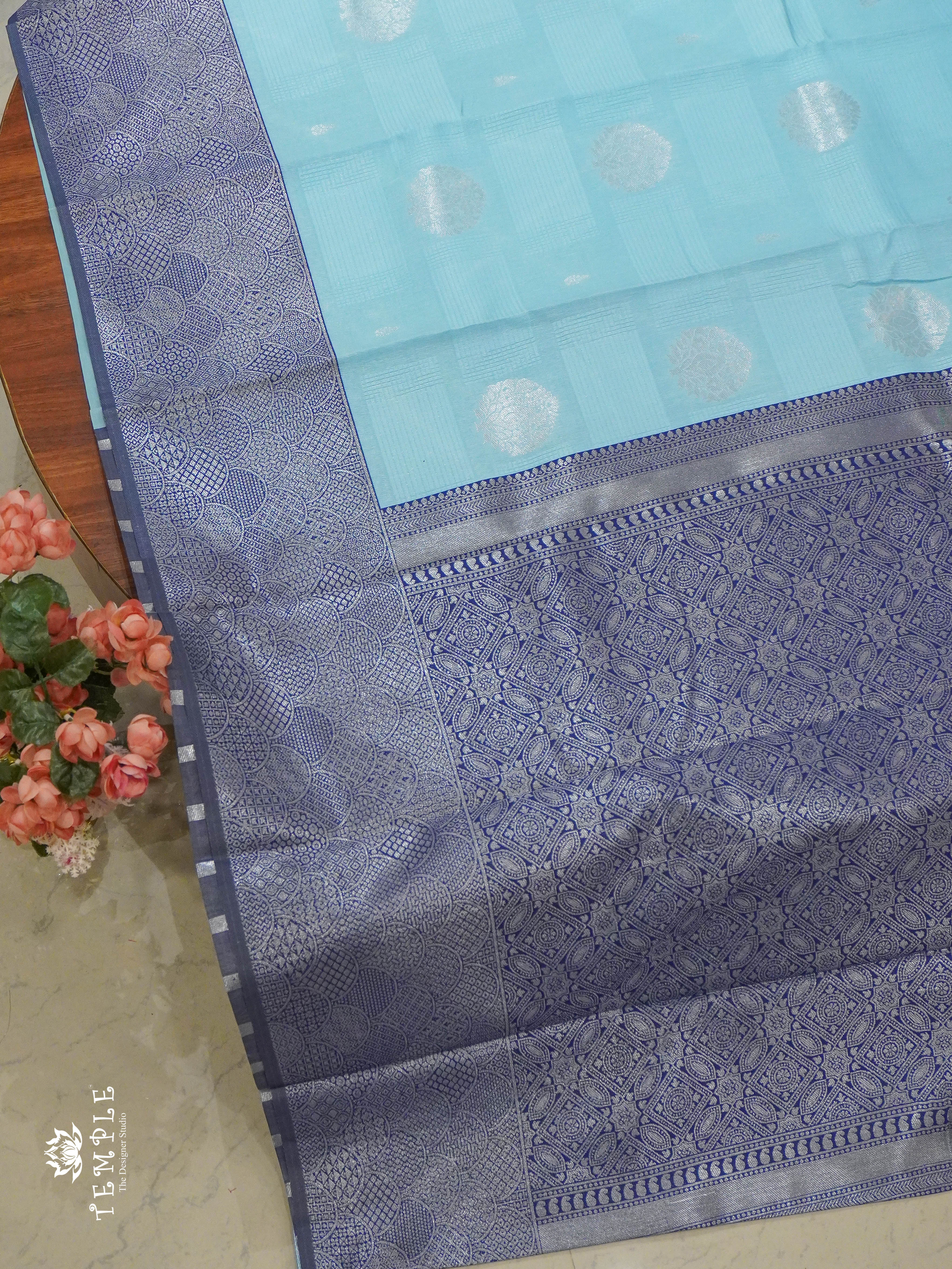 Semi Kanchi Silk Saree(Sky Blue) | TTDS1356 | Sparkling Deals