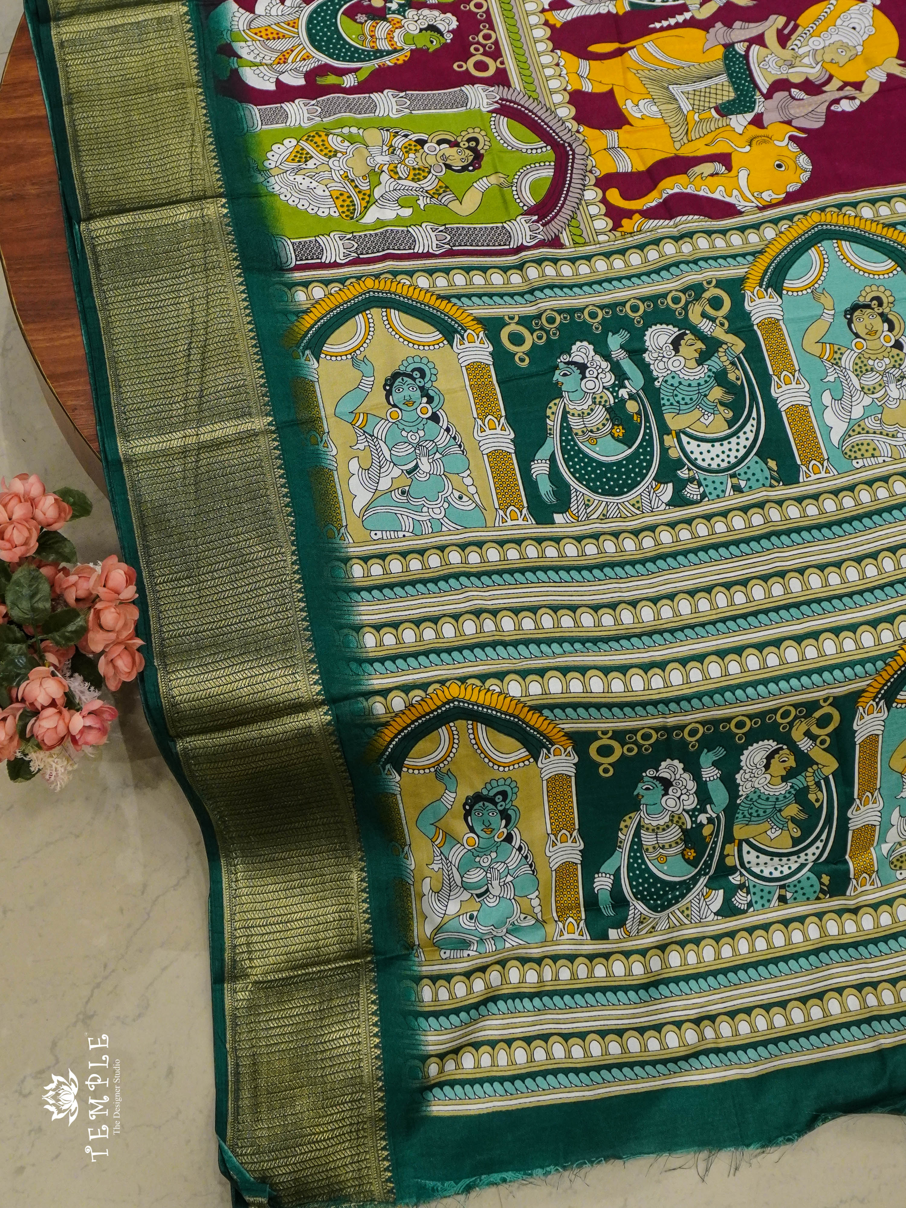 Mangalagiri Saree With Pen Kalamkari Prints | TTDS1352 | Sparkling Deals