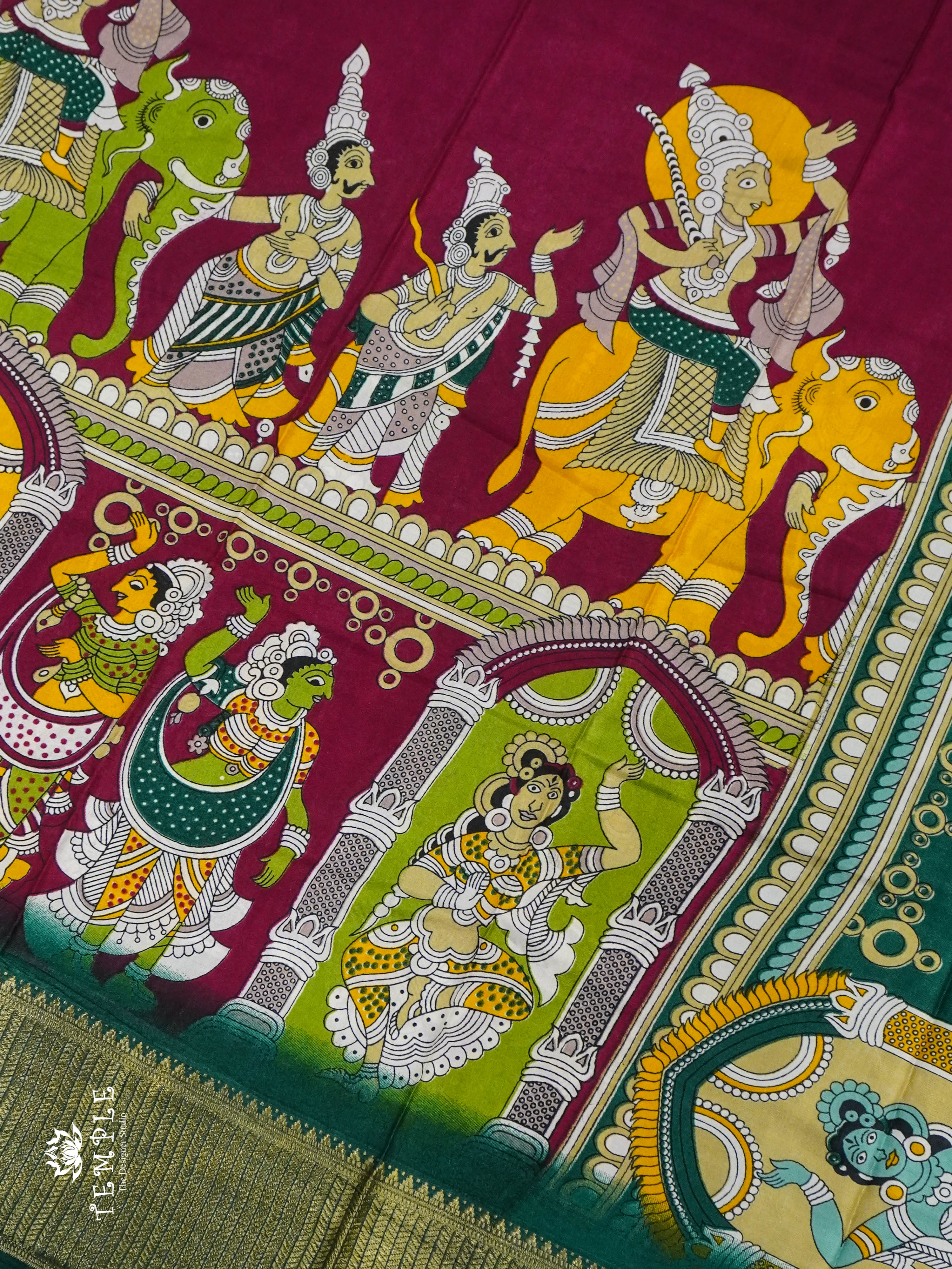 Mangalagiri Saree With Pen Kalamkari Prints | TTDS1352 | Sparkling Deals