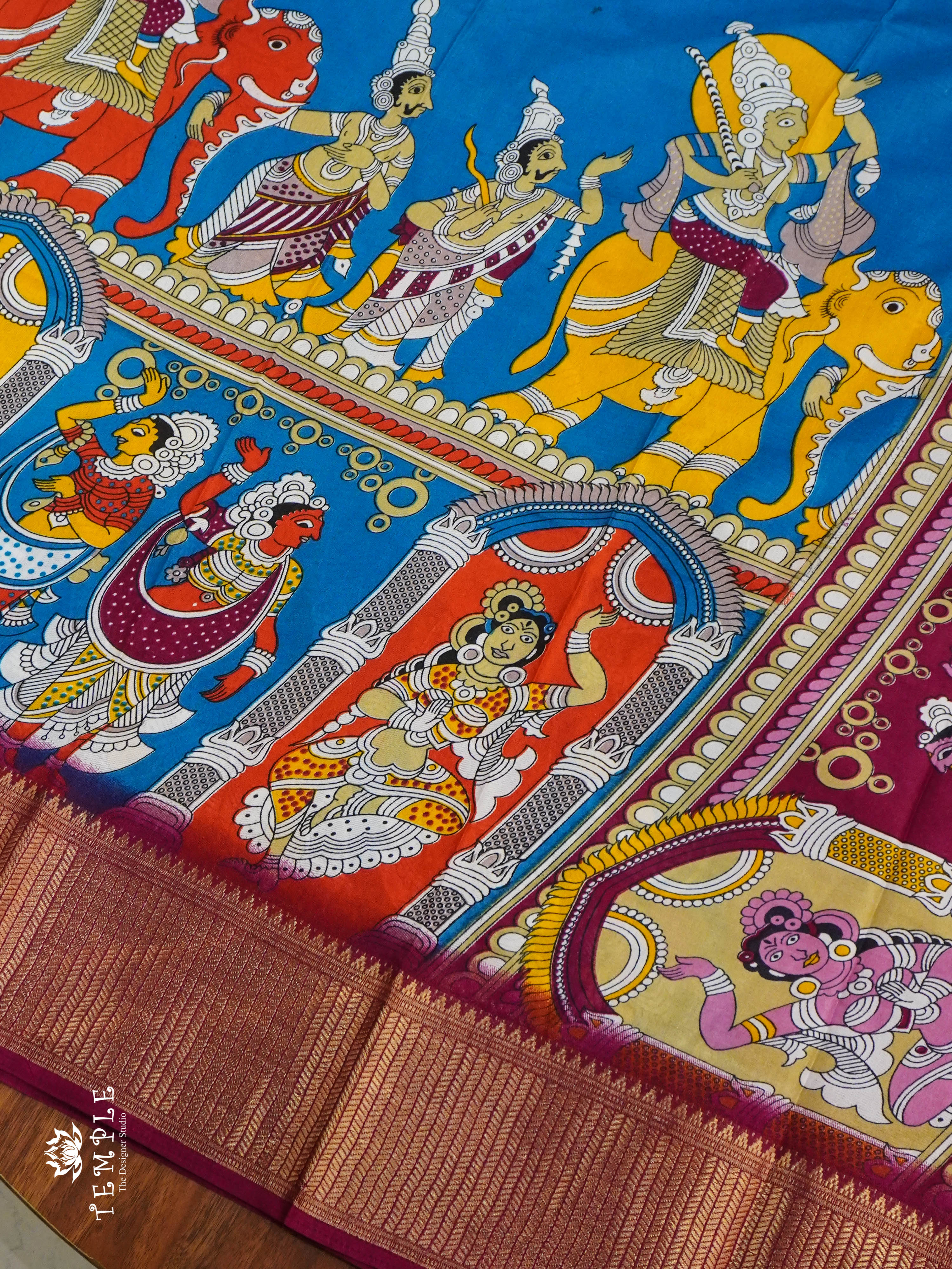 Mangalagiri Saree With Pen Kalamkari Prints | TTDS1352 | Sparkling Deals