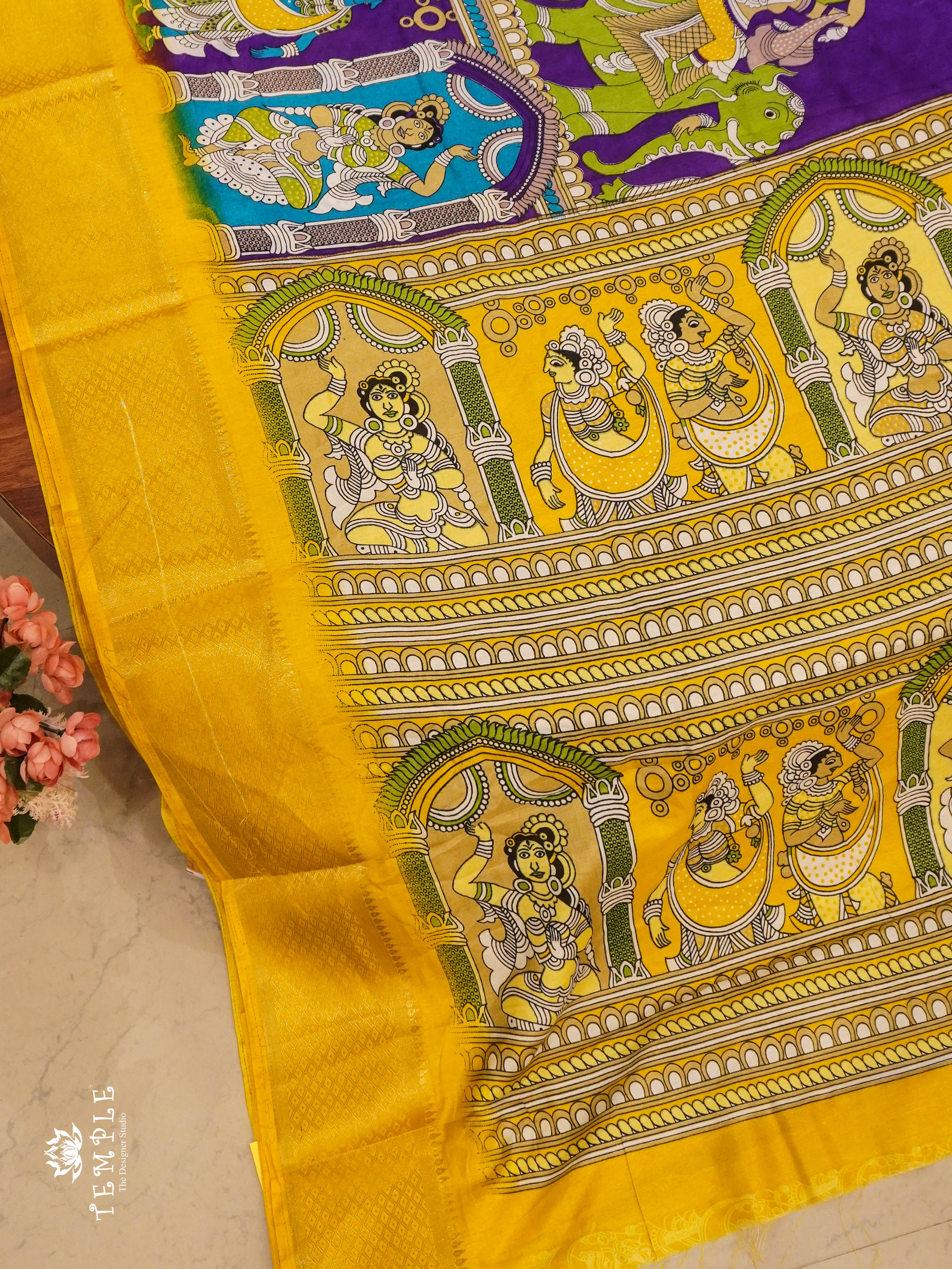 Mangalagiri Saree With Pen Kalamkari Prints | TTDS1352 | Sparkling Deals