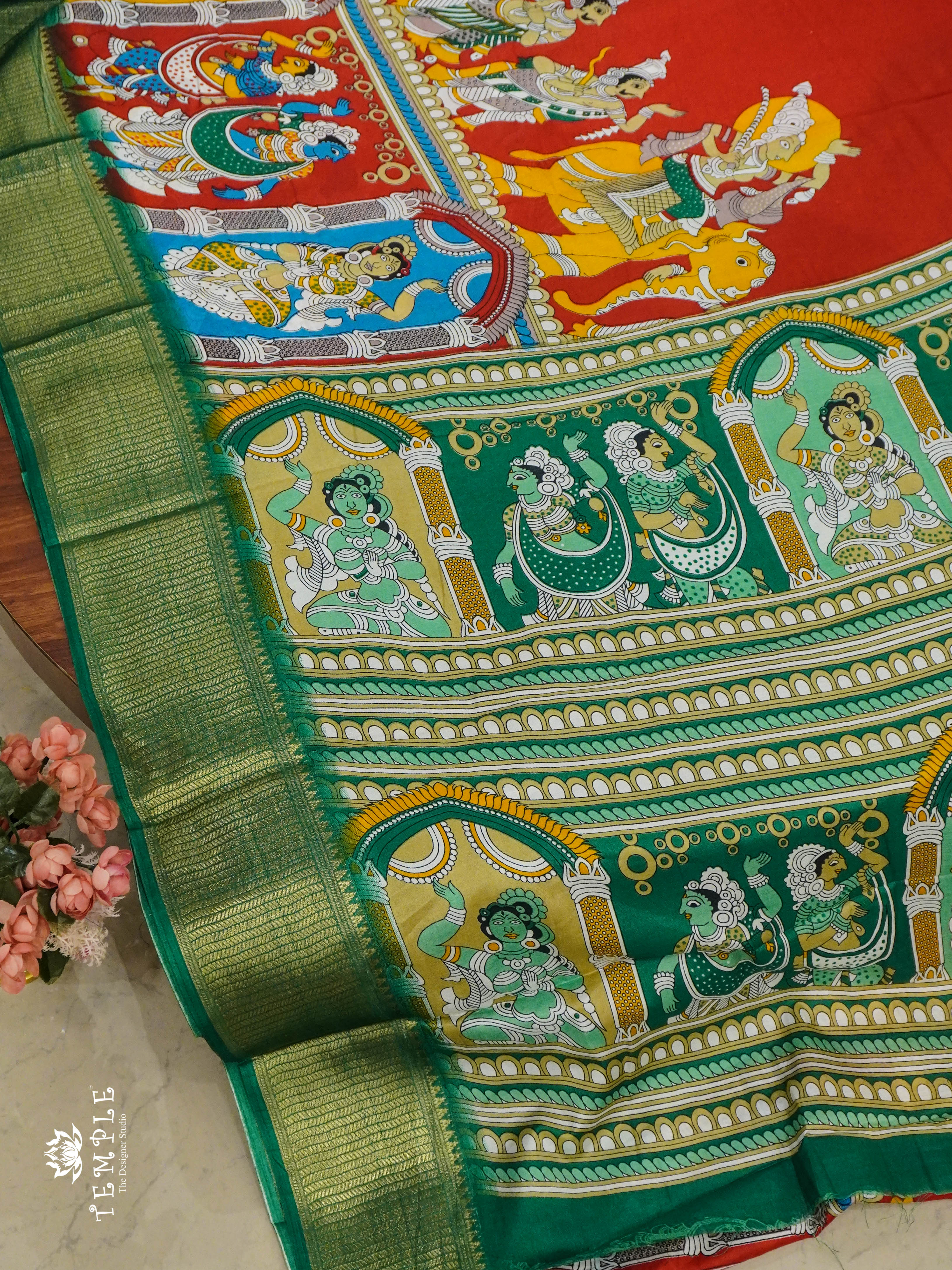 Mangalagiri Saree With Pen Kalamkari Prints | TTDS1352 | Sparkling Deals