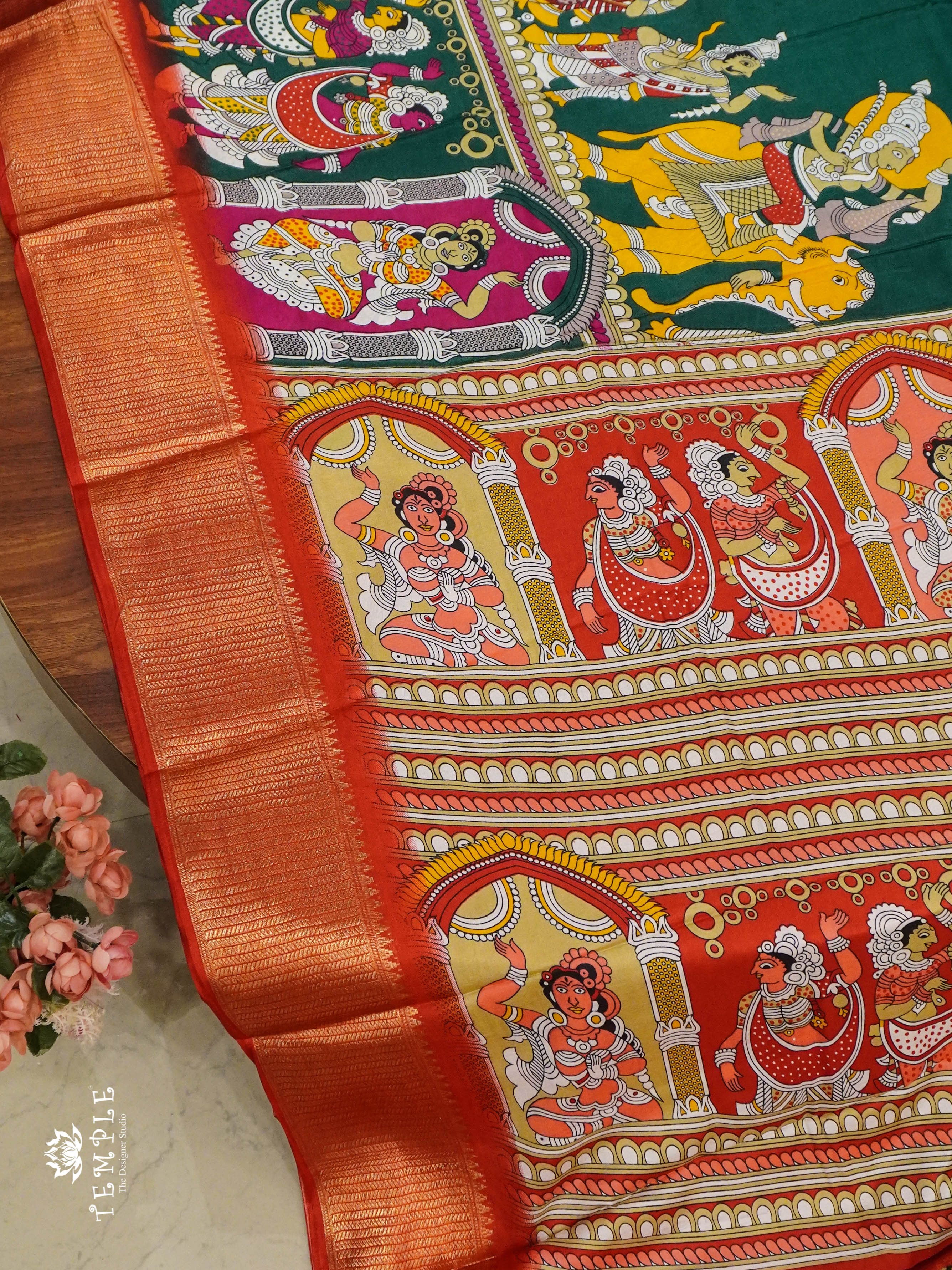 Mangalagiri Saree With Pen Kalamkari Prints | TTDS1352 | Sparkling Deals