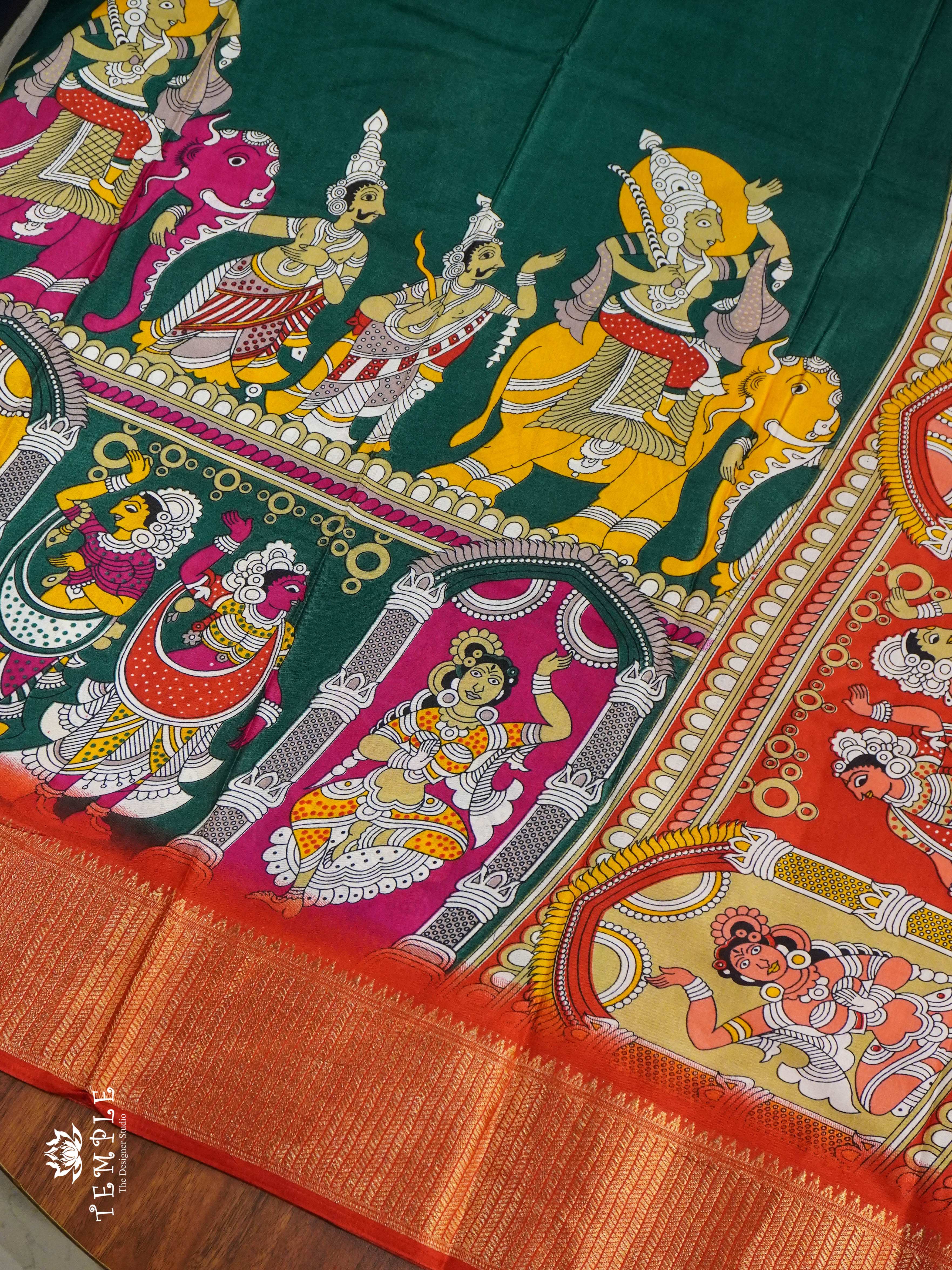 Mangalagiri Saree With Pen Kalamkari Prints | TTDS1352 | Sparkling Deals