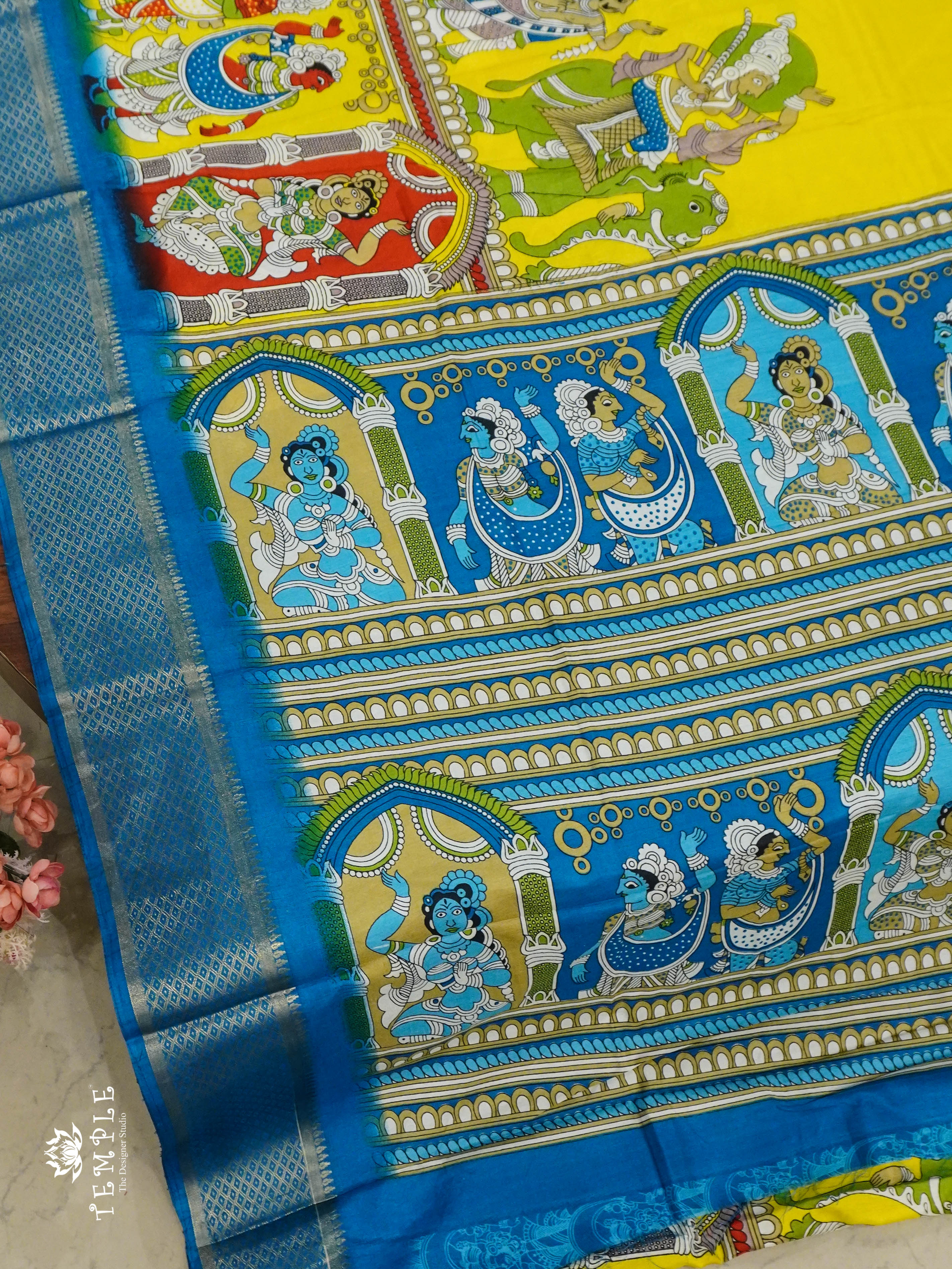 Mangalagiri Saree With Pen Kalamkari Prints | TTDS1352 | Sparkling Deals