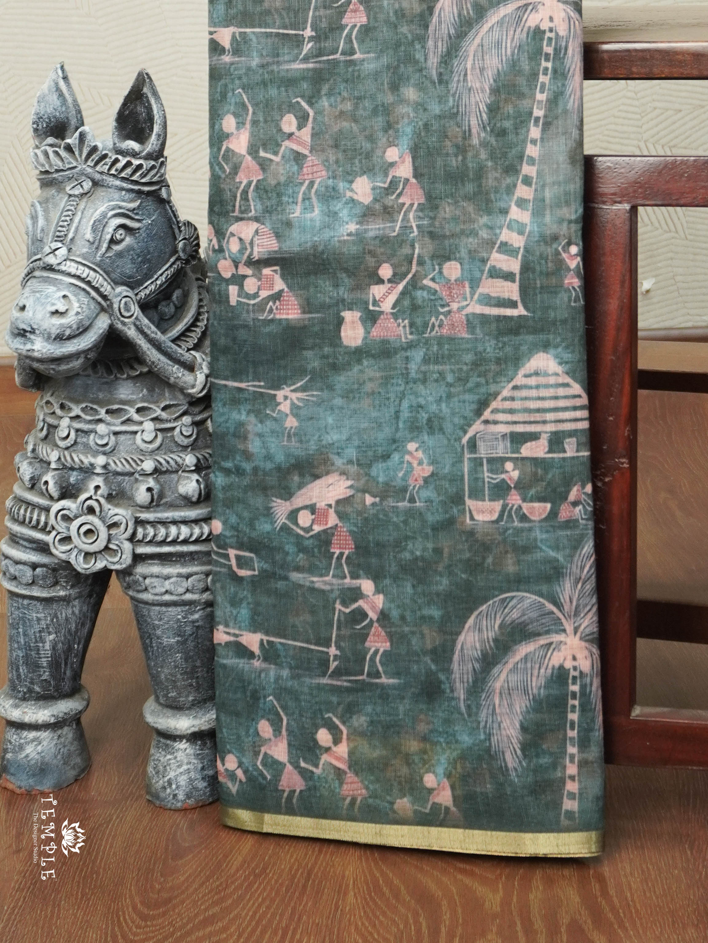 Warli Linen Cotton Saree | TTDS2935