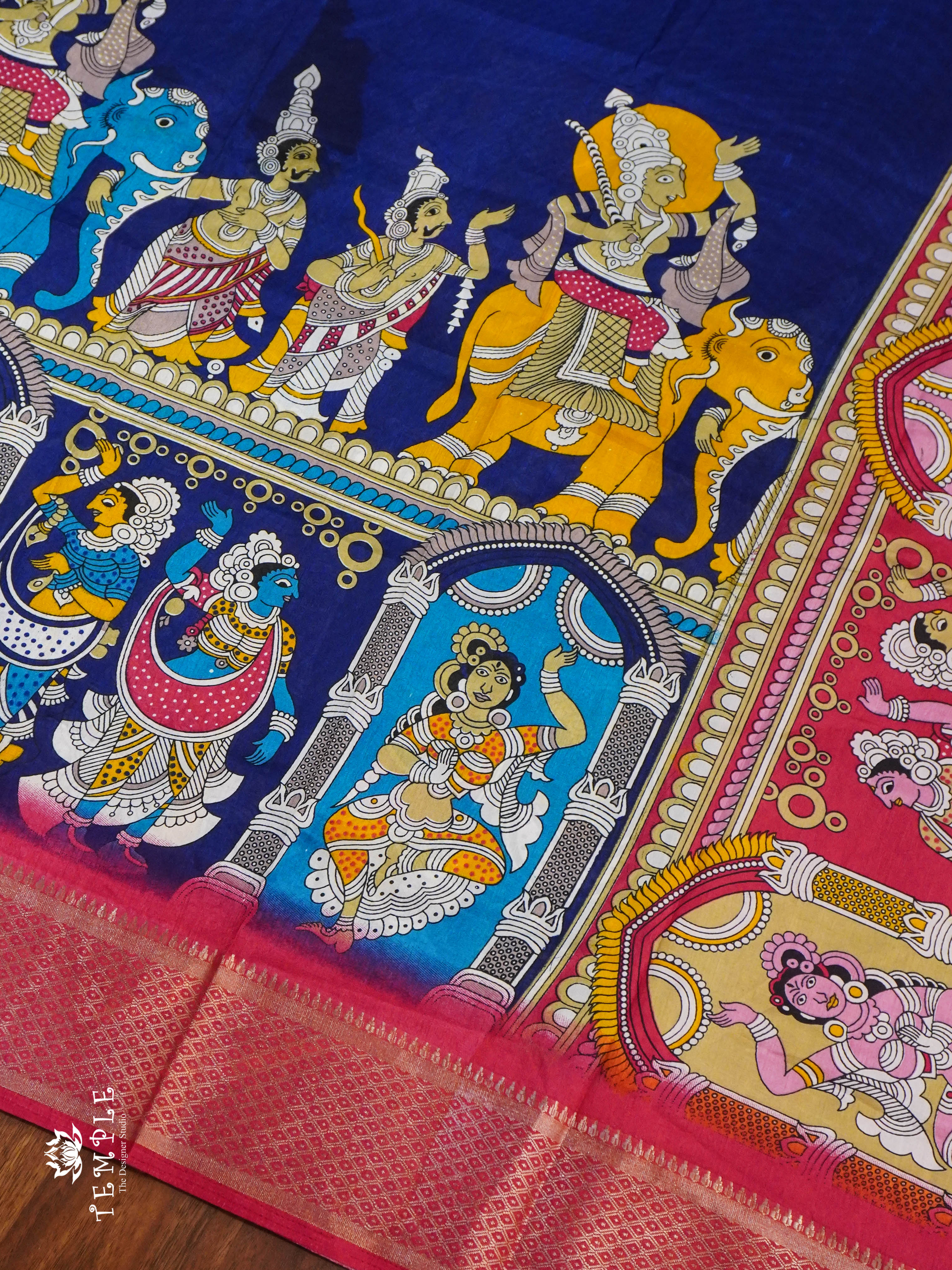 Mangalagiri Saree With Pen Kalamkari Prints | TTDS1352 | Sparkling Deals