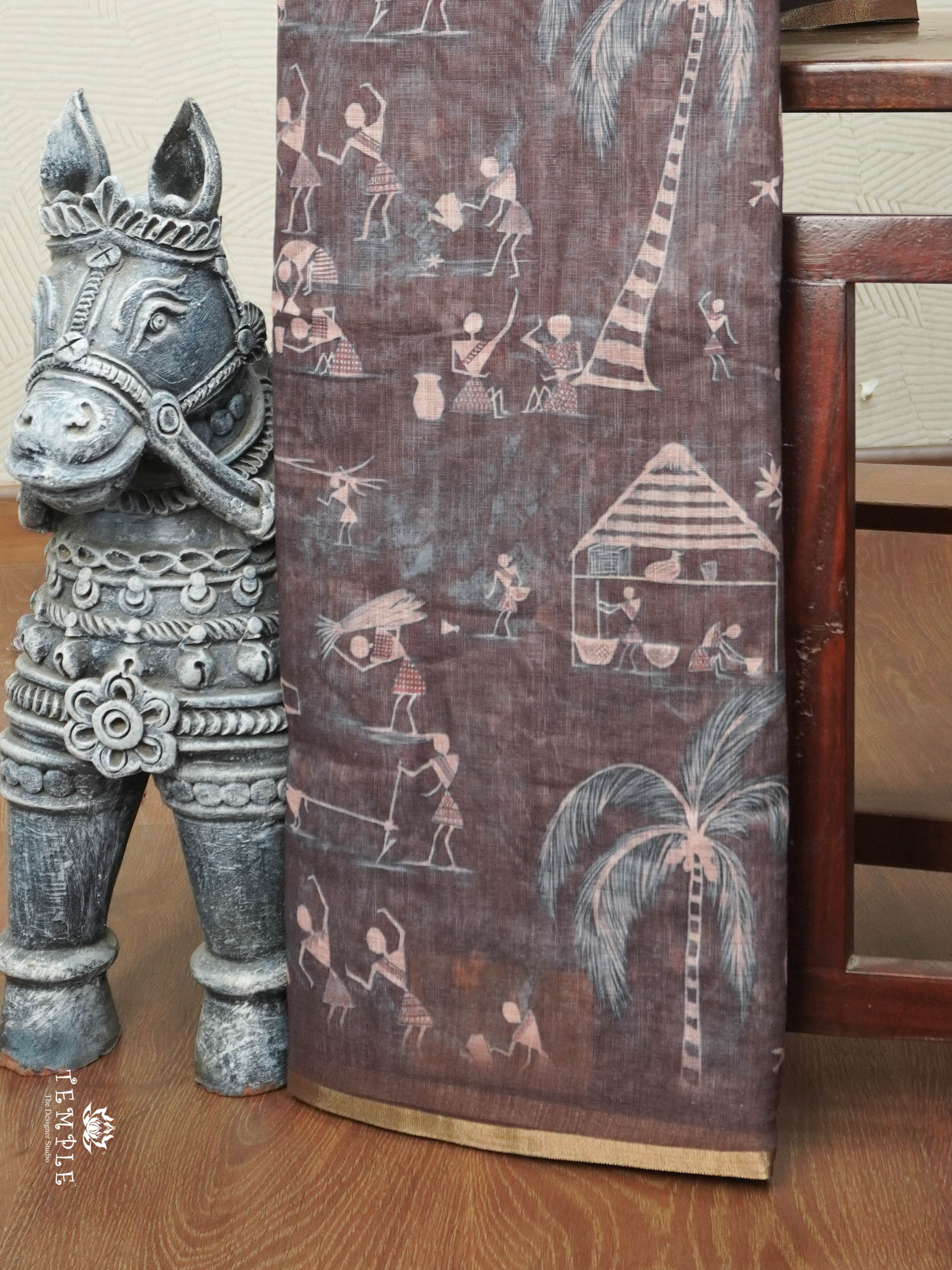 Warli Linen Cotton Saree | TTDS2935