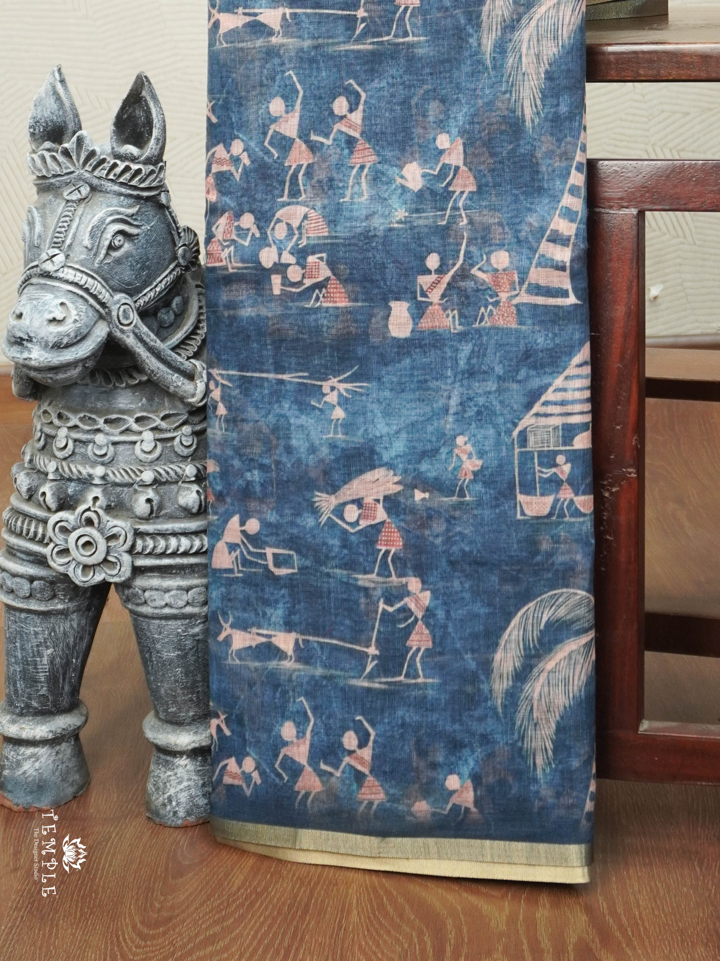 Warli Linen Cotton Saree | TTDS2935