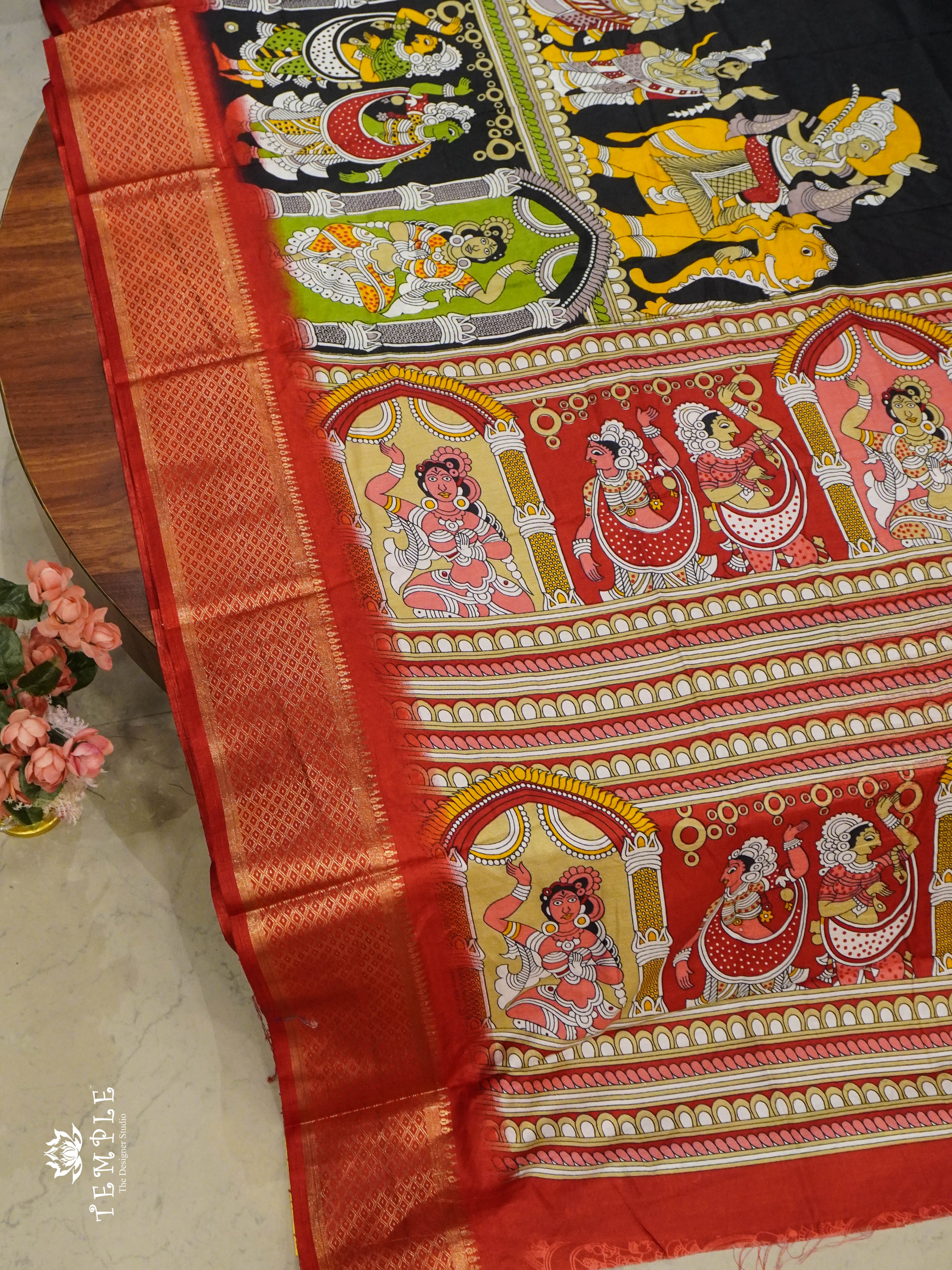 Mangalagiri Saree With Pen Kalamkari Prints | TTDS1352 | Sparkling Deals