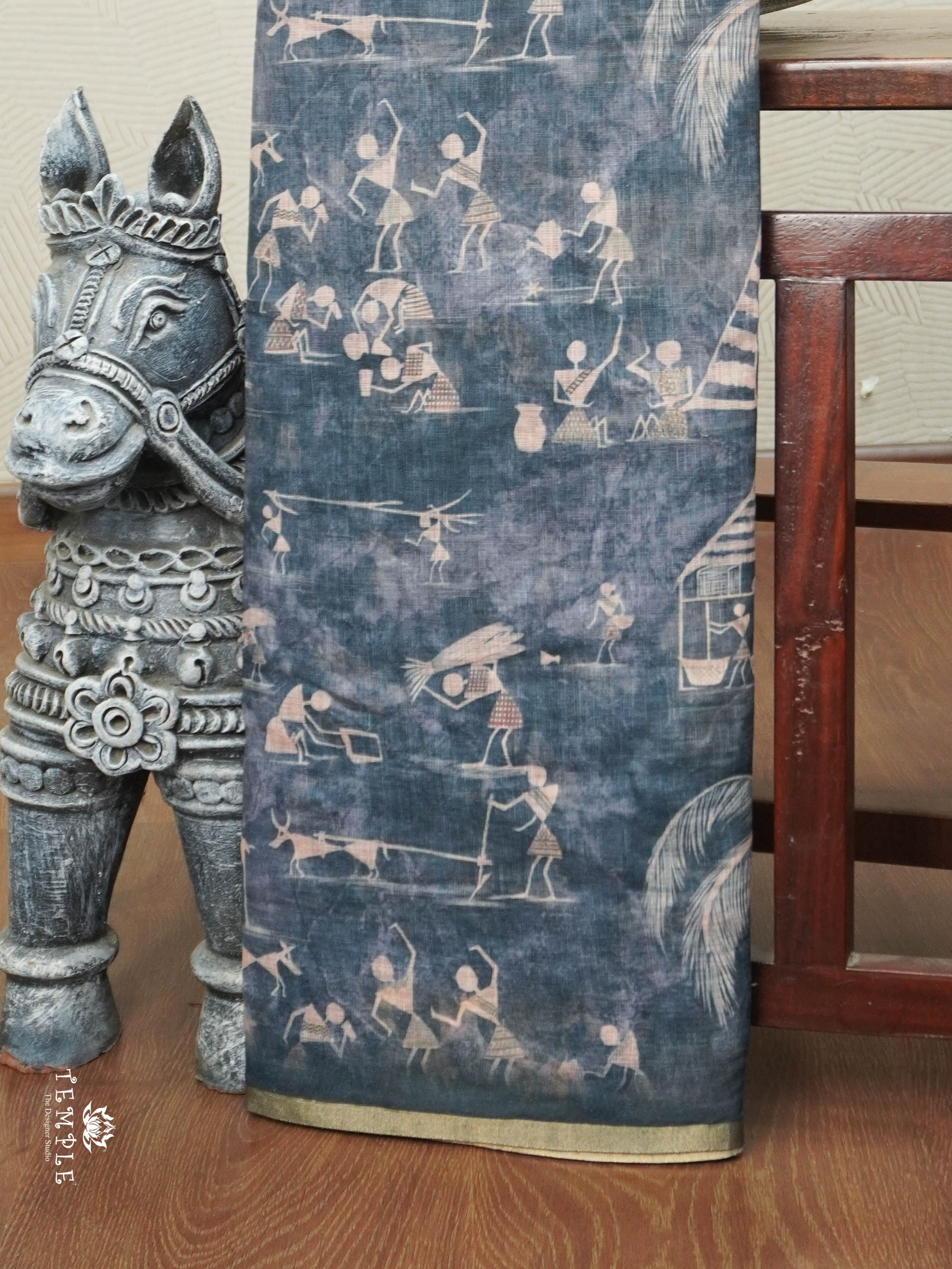 Warli Linen Cotton Saree | TTDS2935