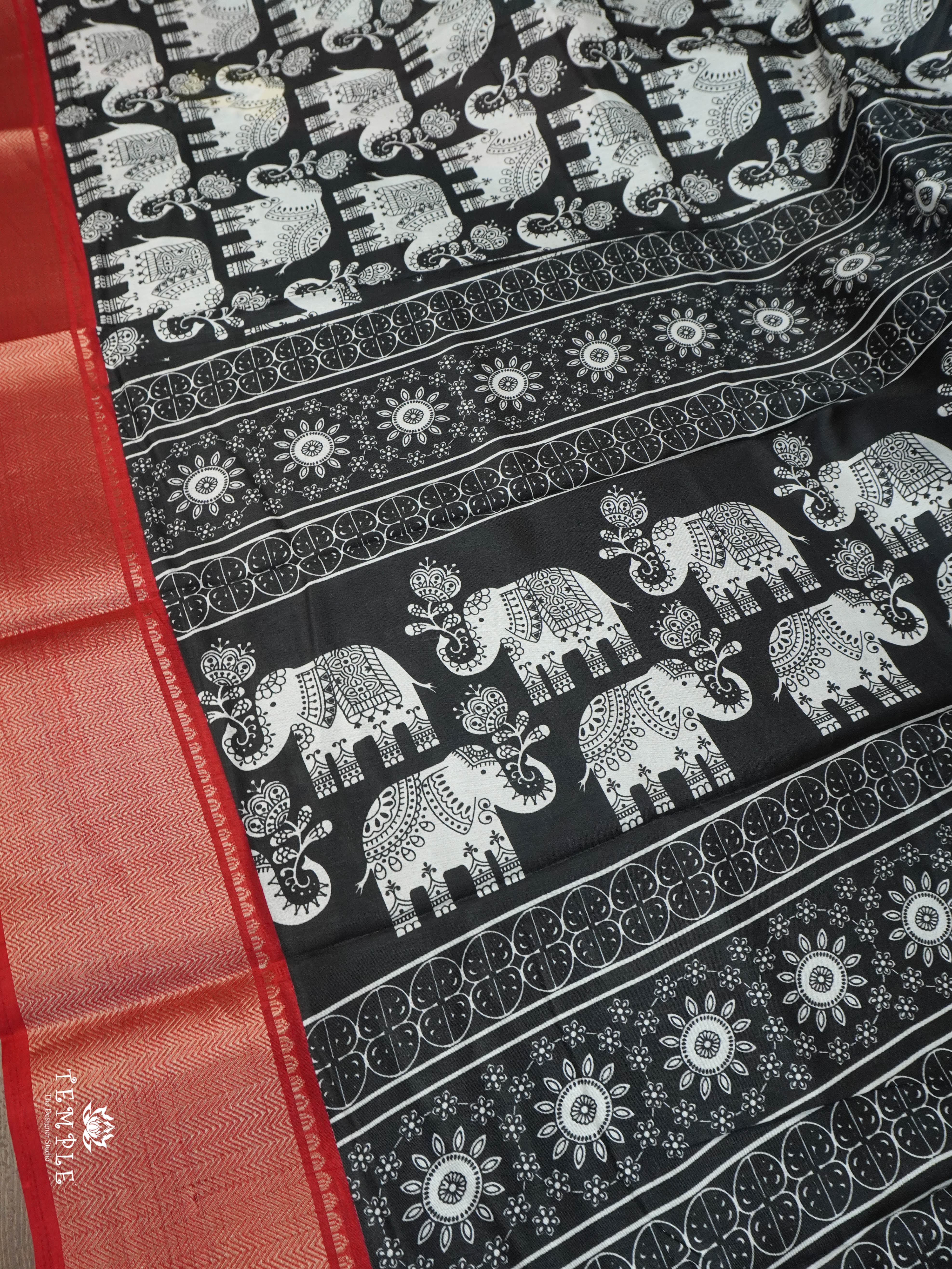 Elephant Printed Dola Saree | TTDS1830