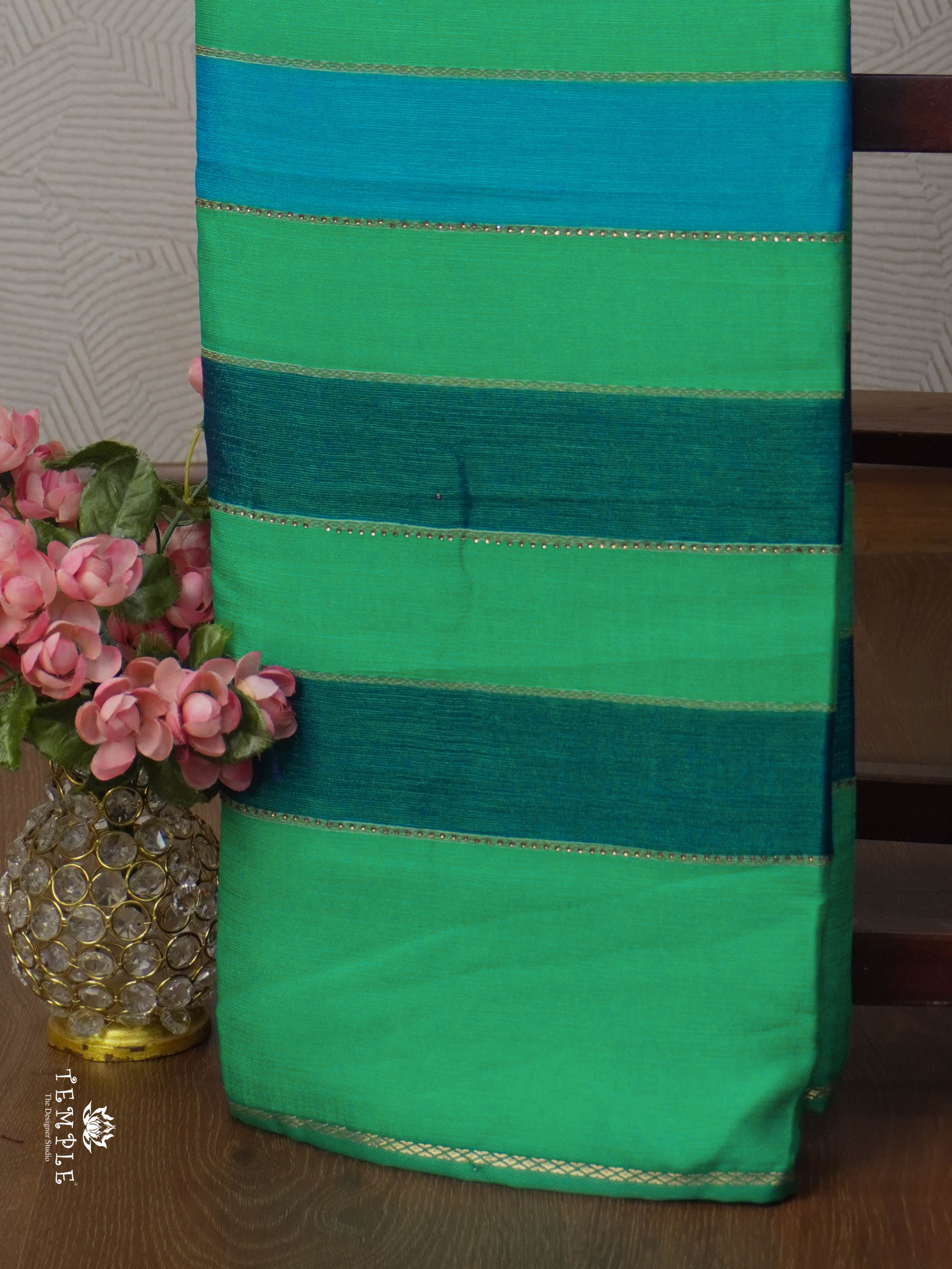 Multi Colour Georgette Saree (Blue Shade) | TTDS1786