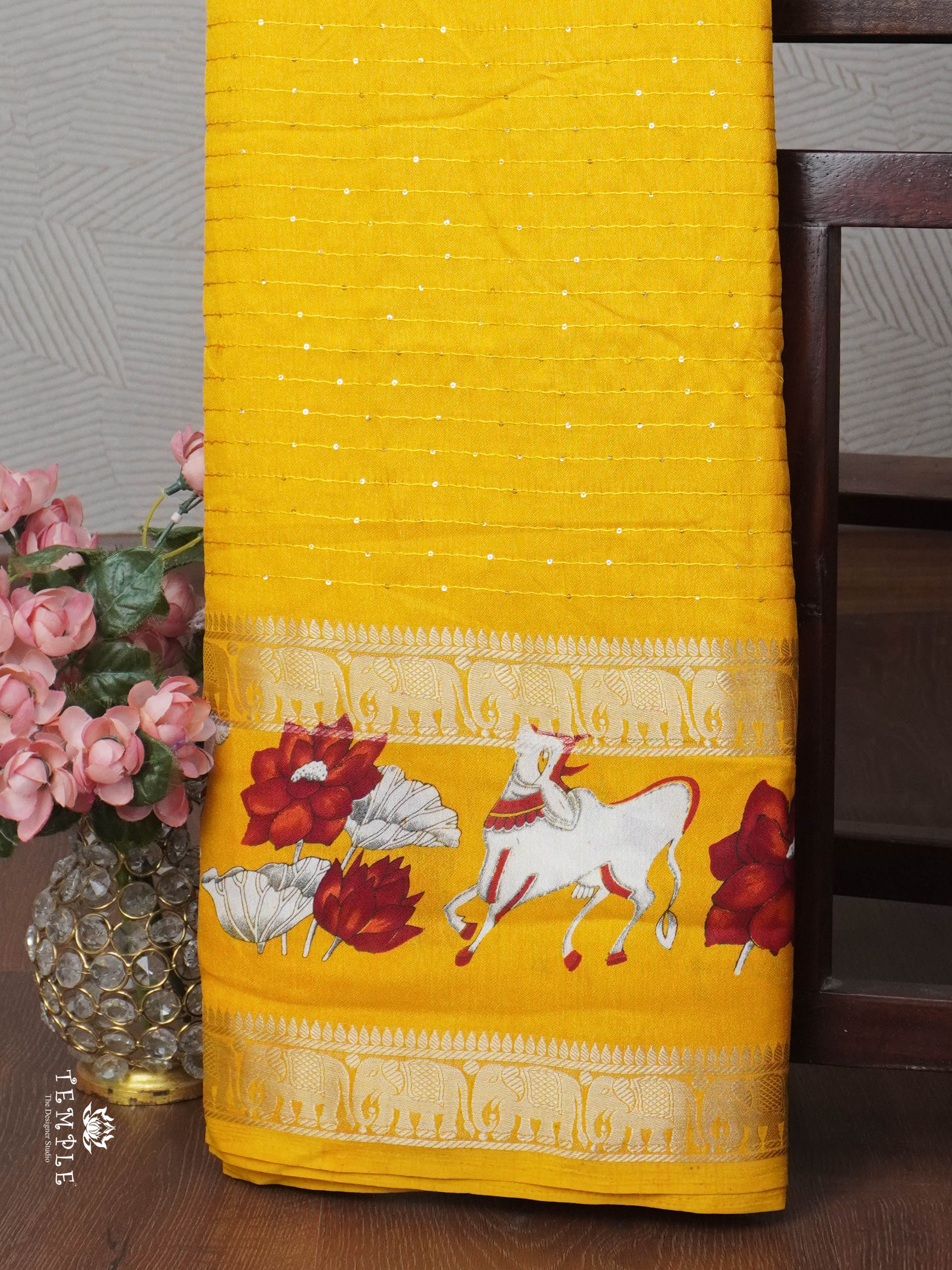 Pichwai Printed Gorgette Saree | TTDS1841