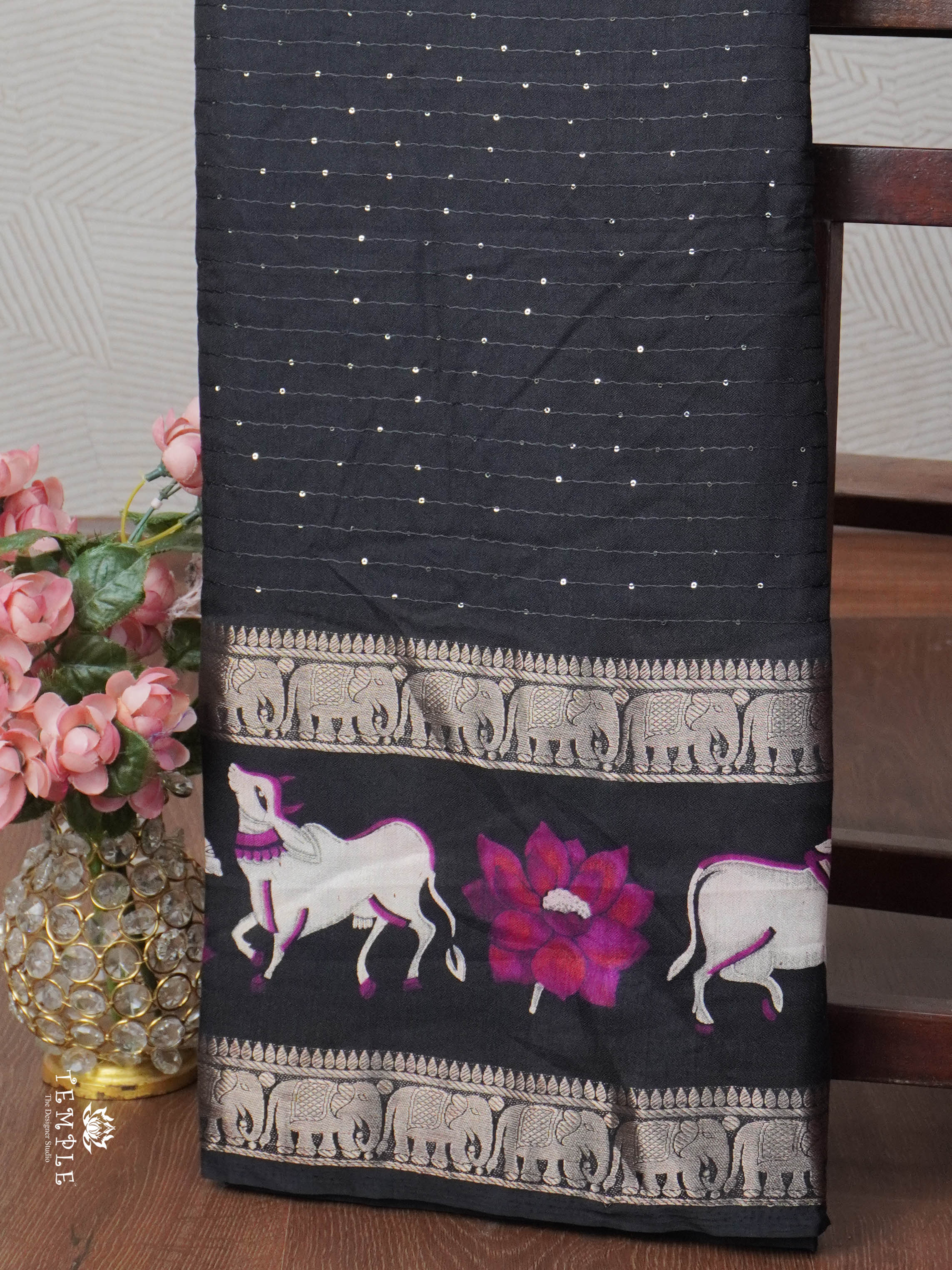 Pichwai Printed Gorgette Saree | TTDS1841