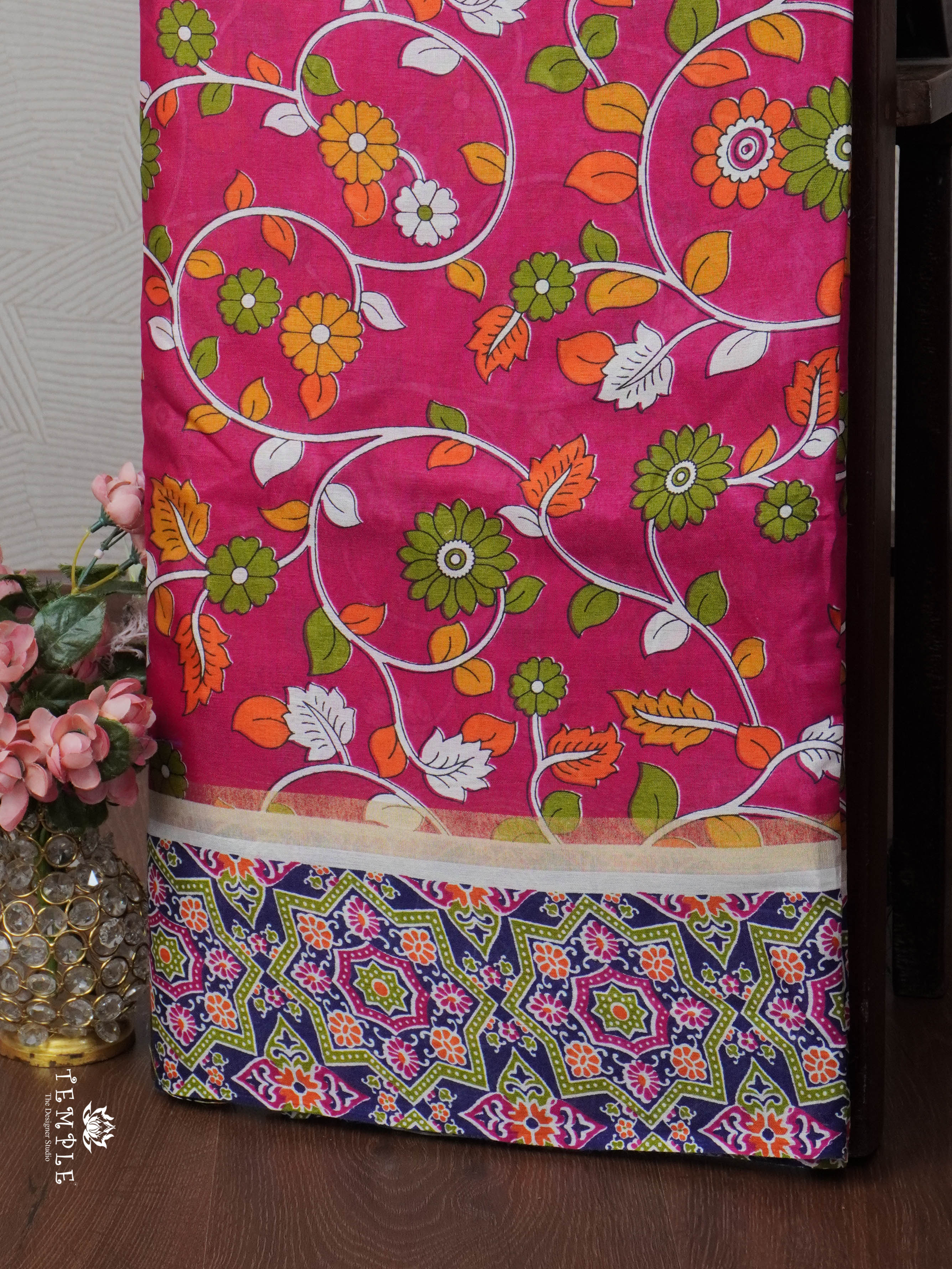 Floral Printed Chirala Cotton Saree | TTDS1845