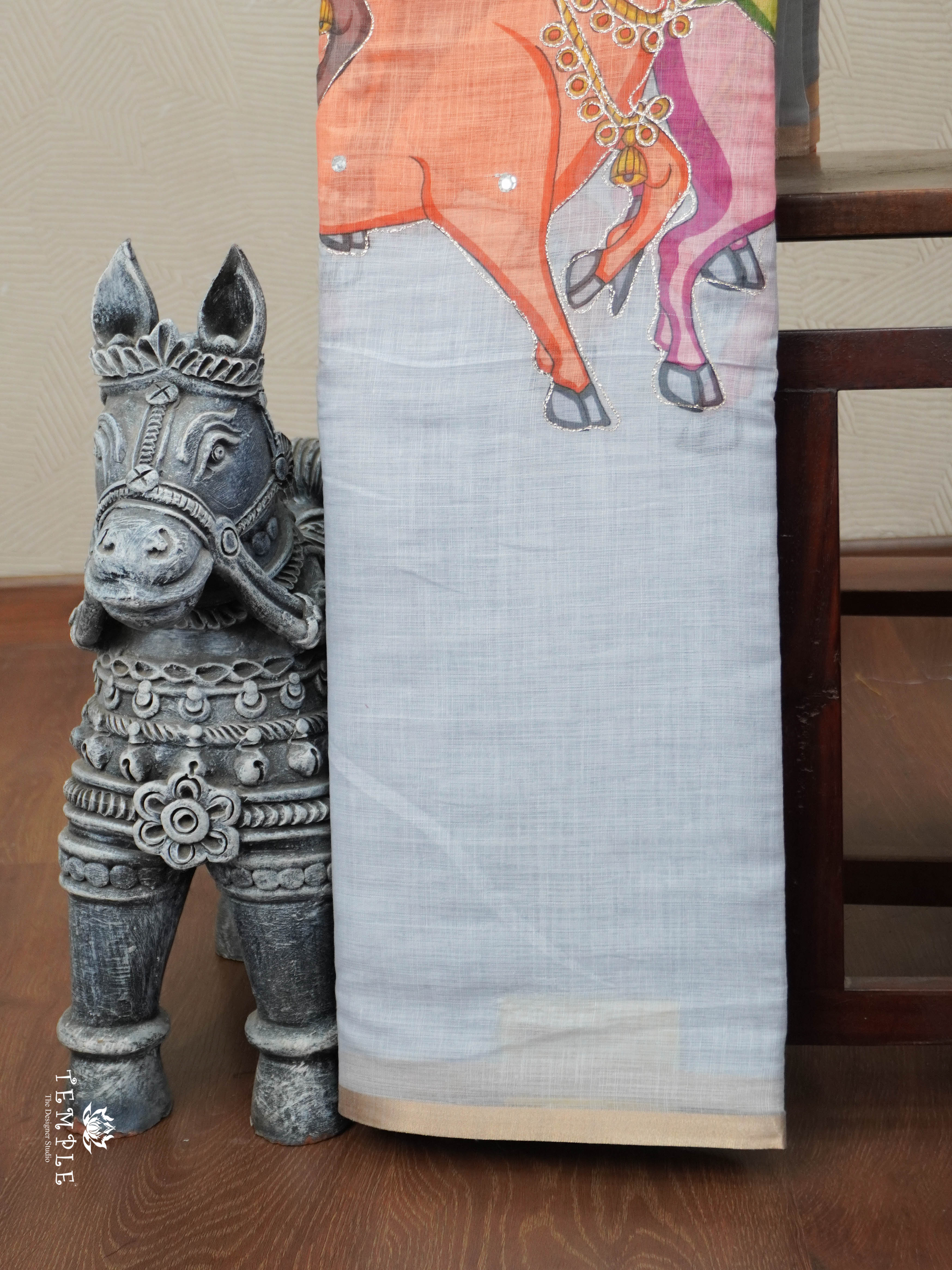 Pichwai Printed Linen Cotton Saree | TTDS2832 | PRE BOOKING