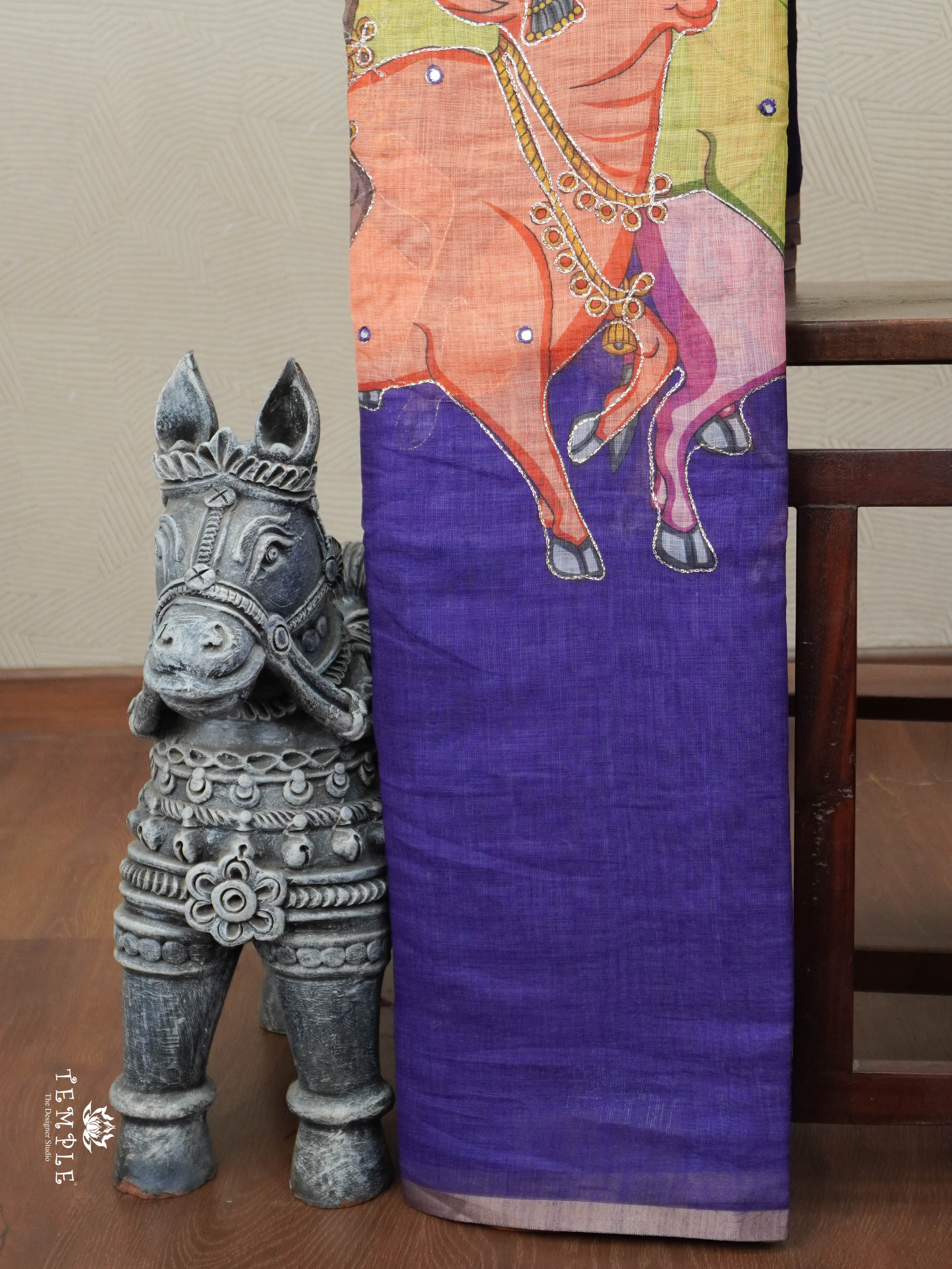 Pichwai Printed Linen Cotton Saree | TTDS2832 | PRE BOOKING