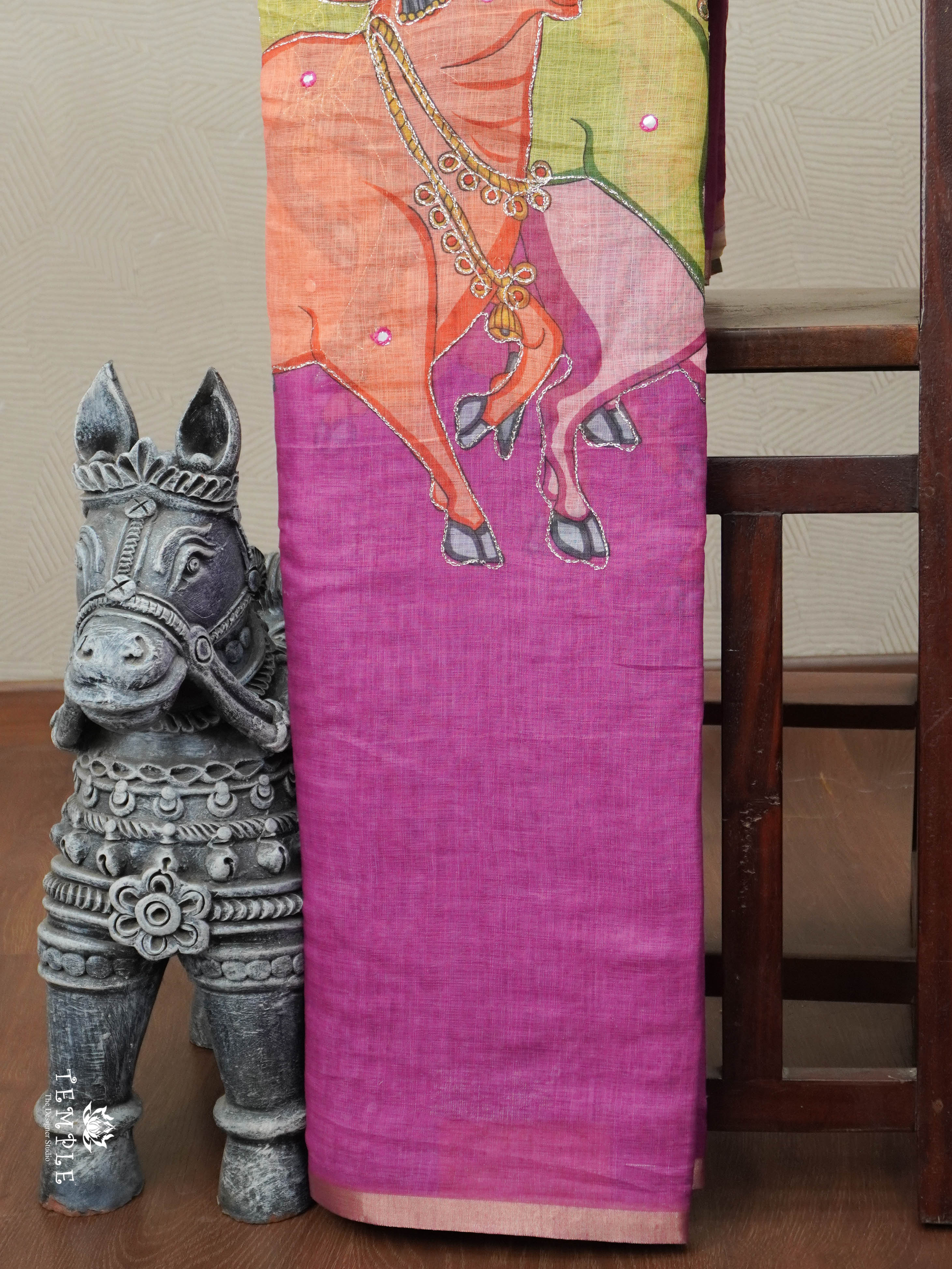 Pichwai Printed Linen Cotton Saree | TTDS2832 | PRE BOOKING