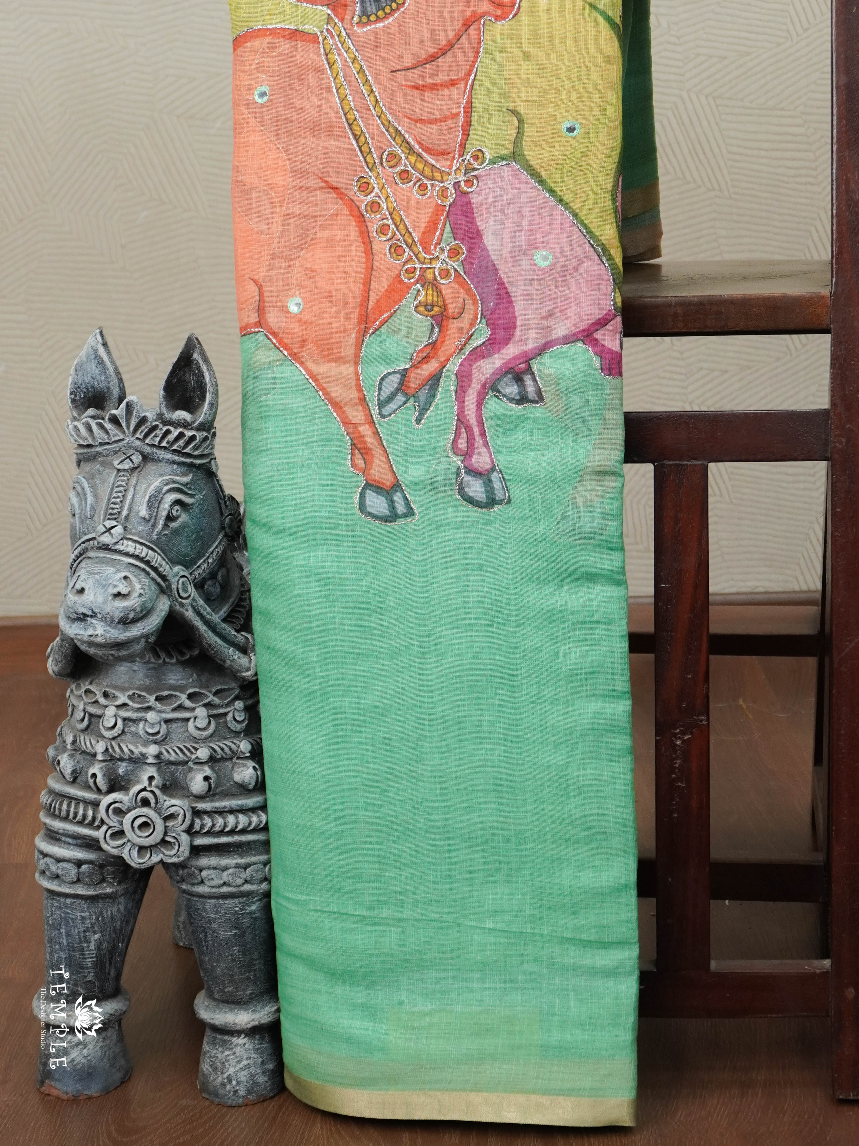 Pichwai Printed Linen Cotton Saree | TTDS2832 | PRE BOOKING