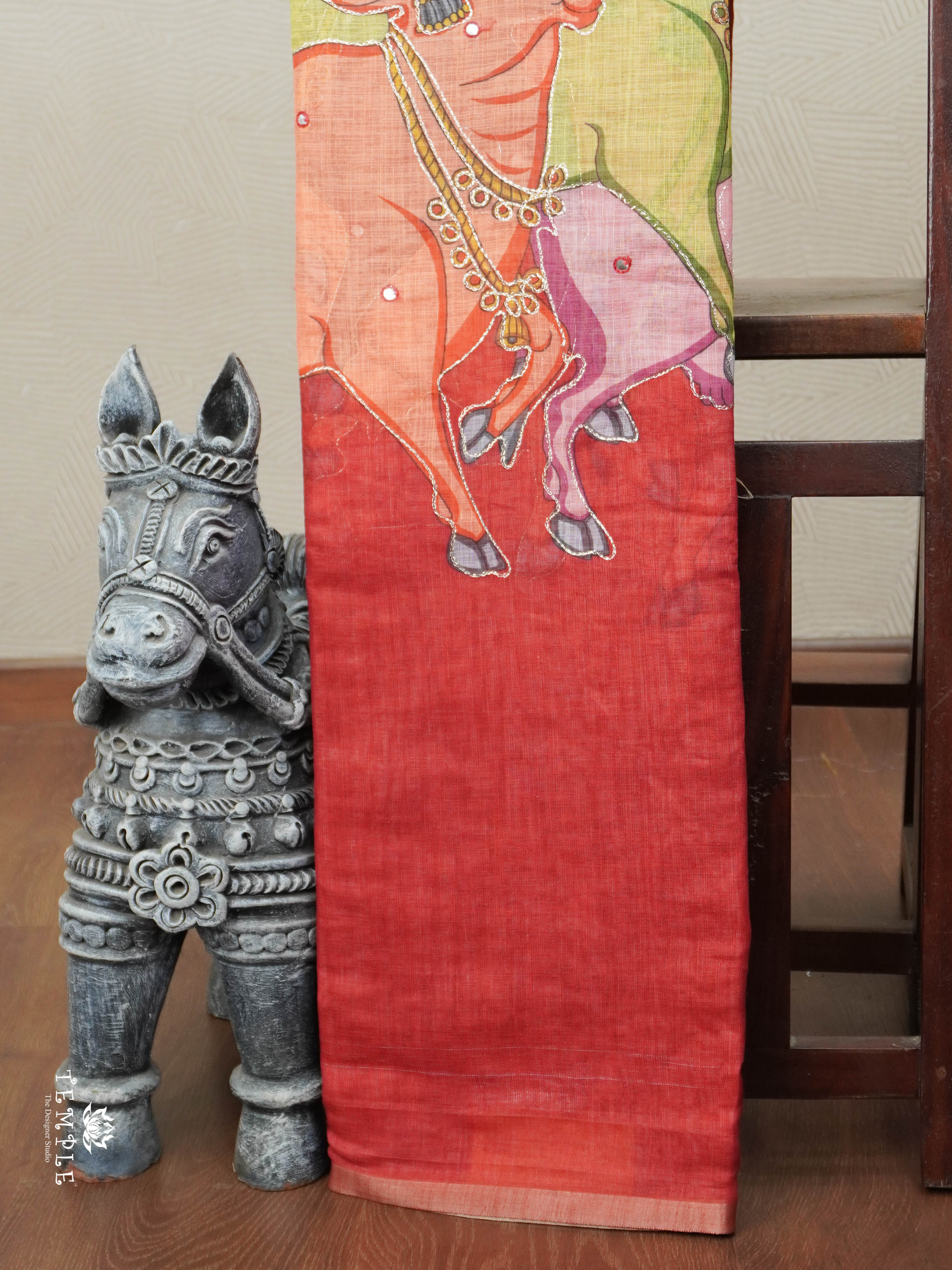 Pichwai Printed Linen Cotton Saree | TTDS2832 | PRE BOOKING