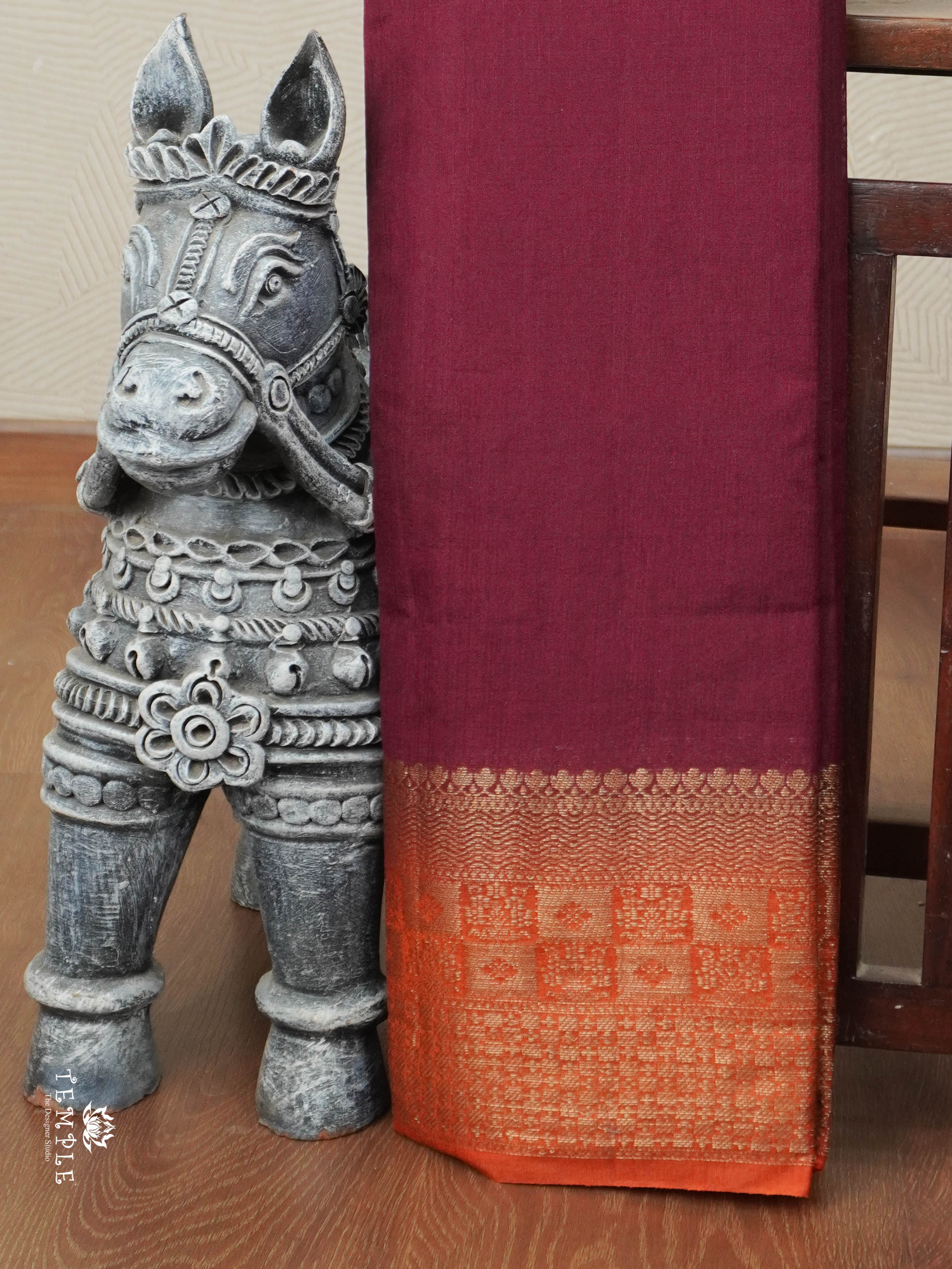 Jute Silk Saree(Maroon) | TTDS2829