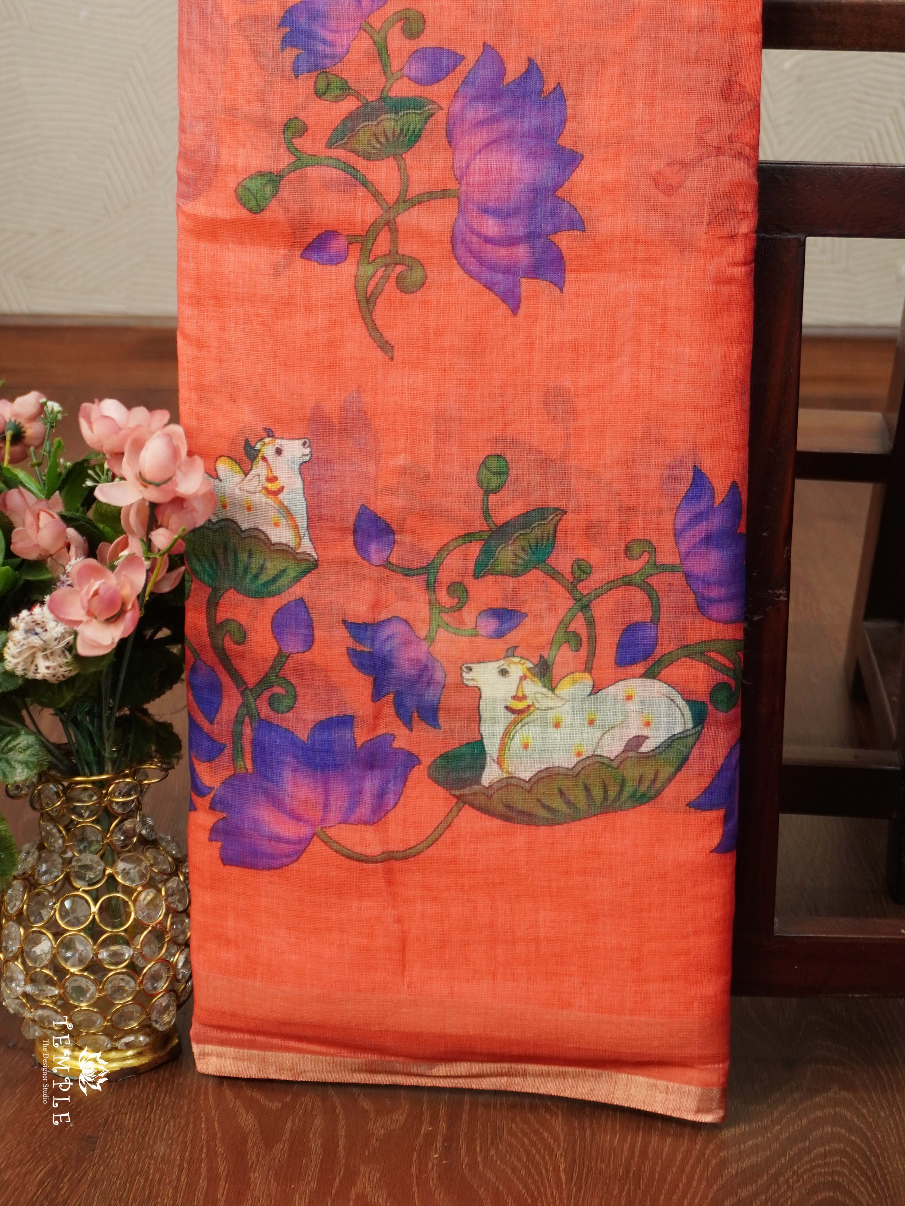 Chanderi Cotton Saree With Pichwai Prints | TTDS2330