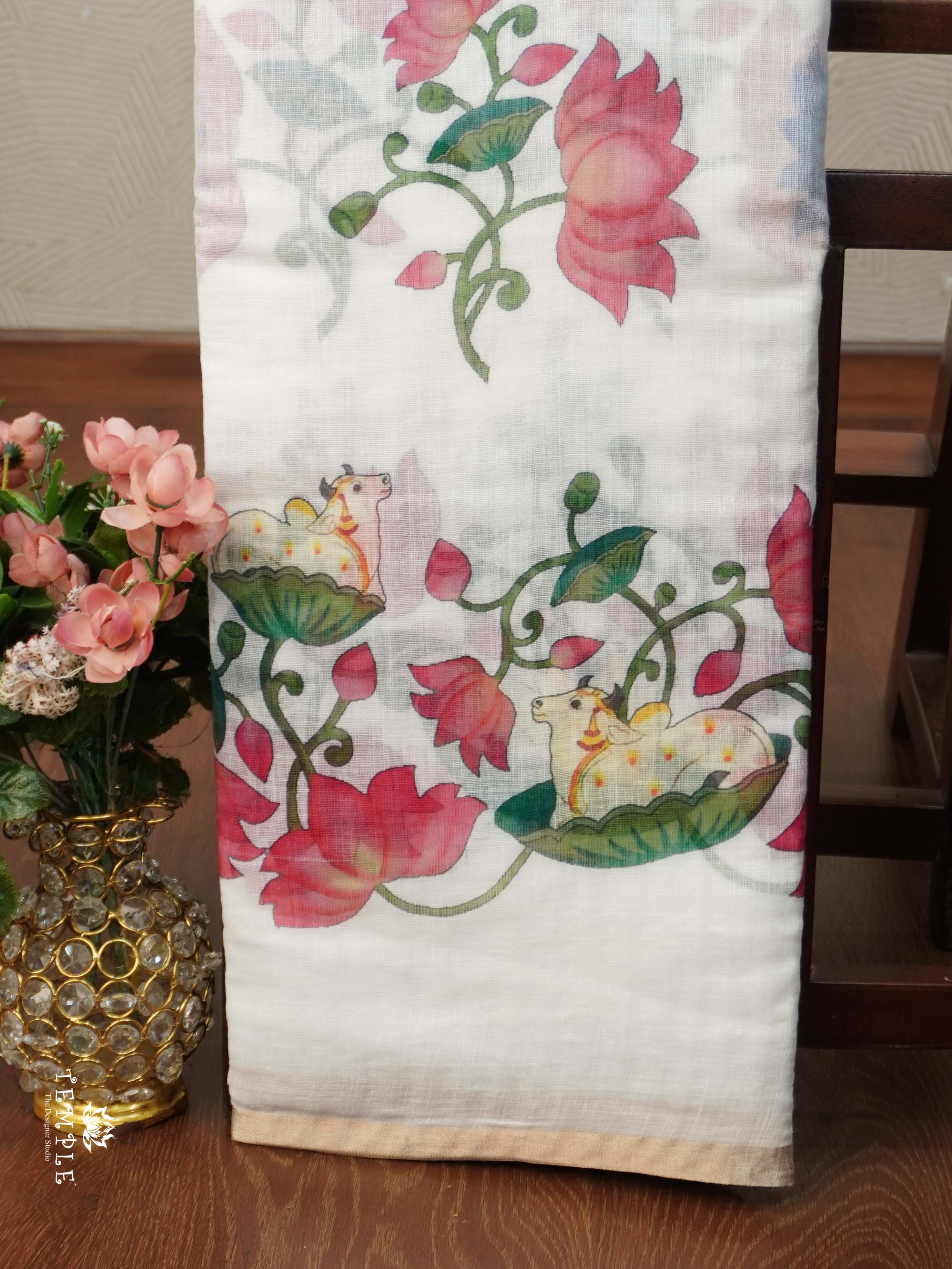 Chanderi Cotton Saree With Pichwai Prints | TTDS2330