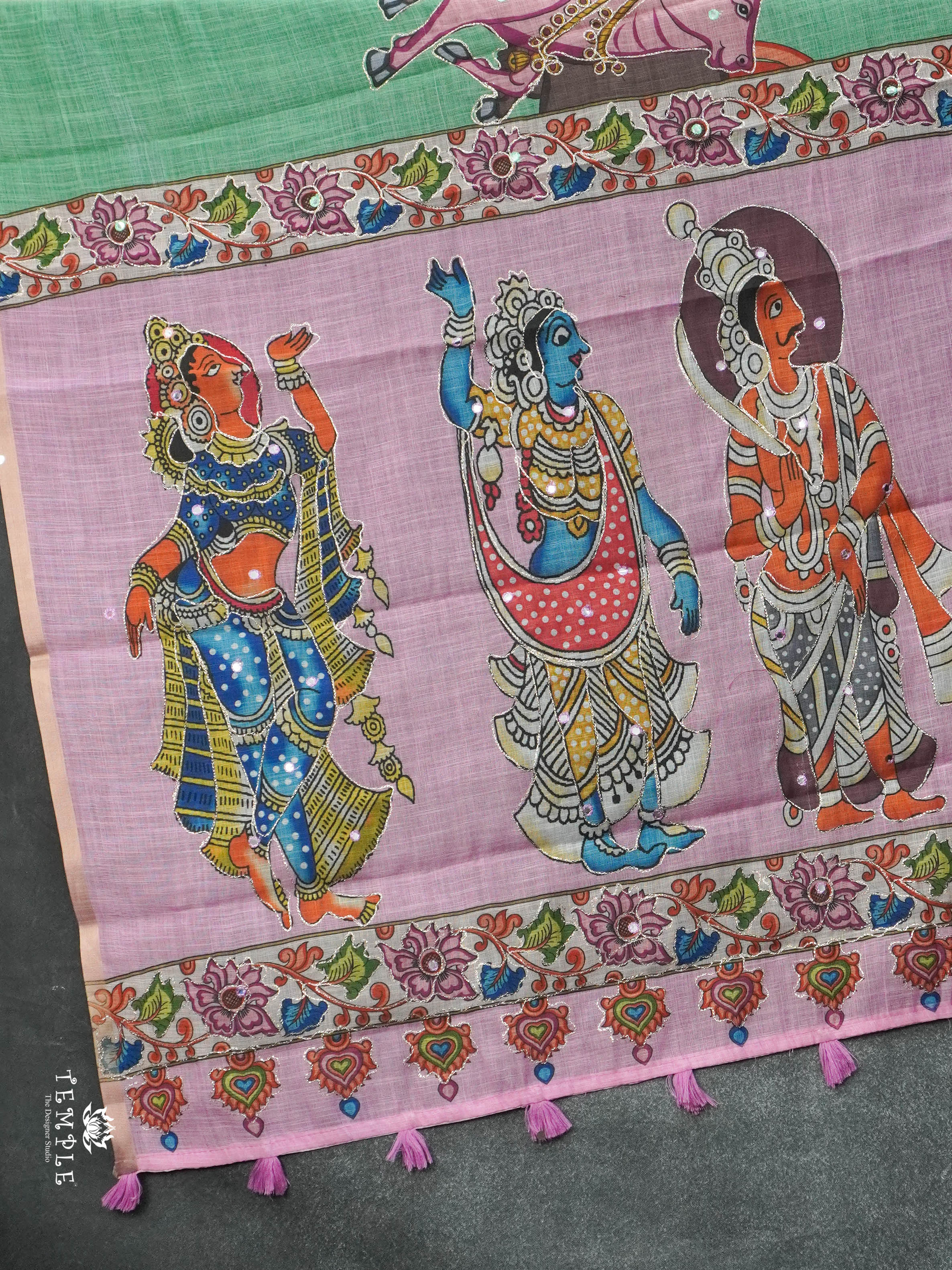 Pichwai Printed Linen Cotton Saree | TTDS2832 | PRE BOOKING