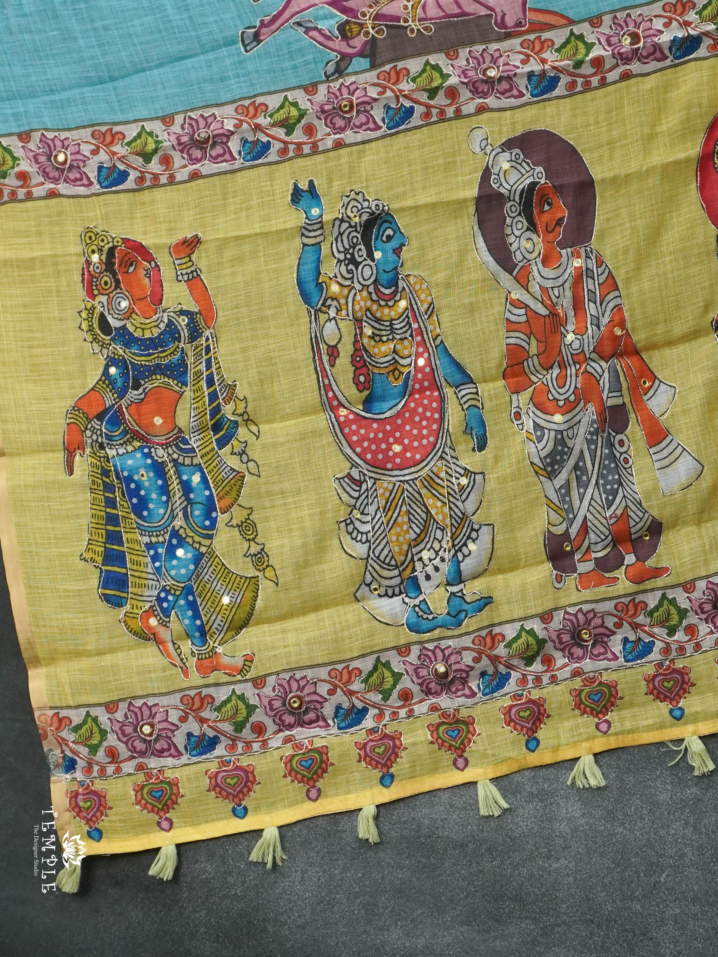 Pichwai Printed Linen Cotton Saree | TTDS2832 | PRE BOOKING