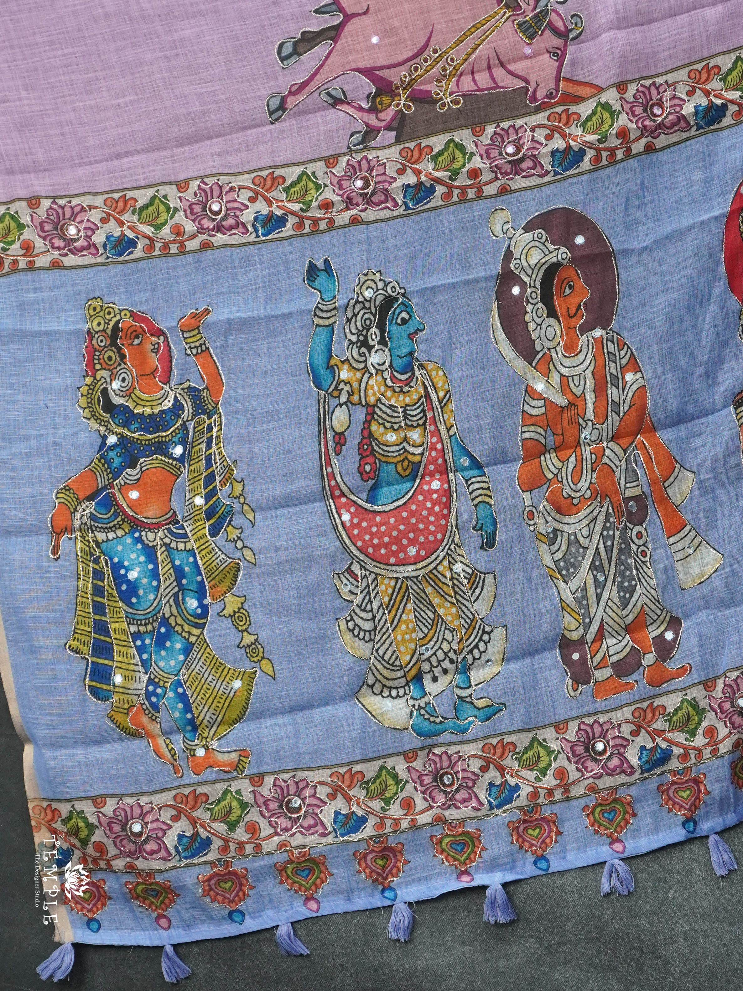 Pichwai Printed Linen Cotton Saree | TTDS2832 | PRE BOOKING