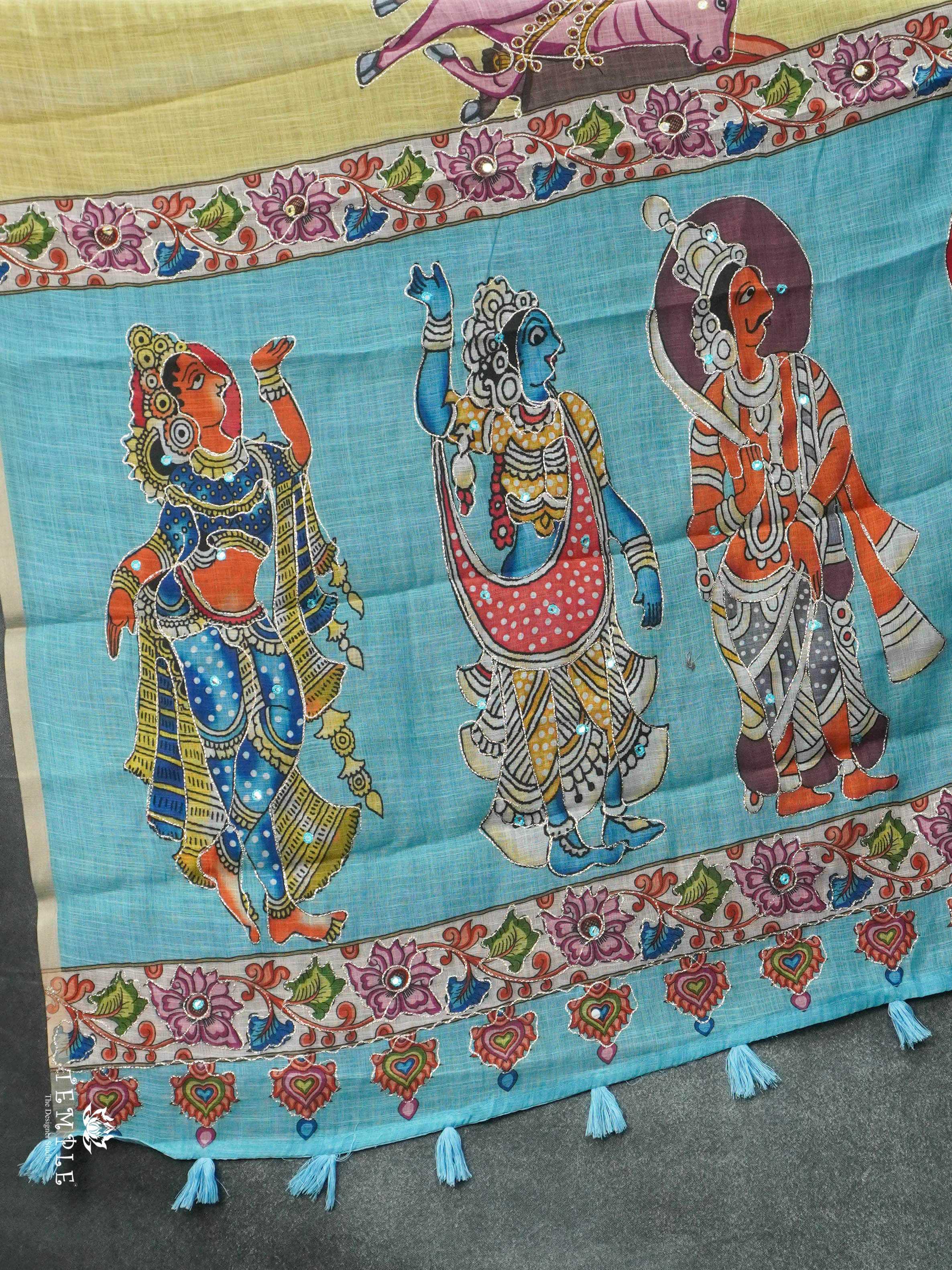 Pichwai Printed Linen Cotton Saree | TTDS2832 | PRE BOOKING