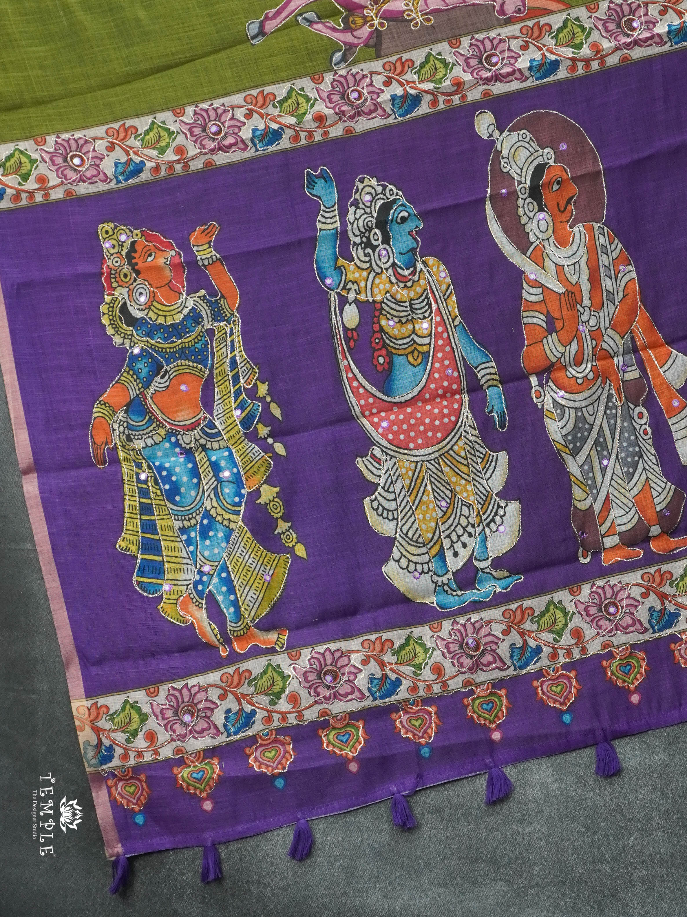Pichwai Printed Linen Cotton Saree | TTDS2832 | PRE BOOKING