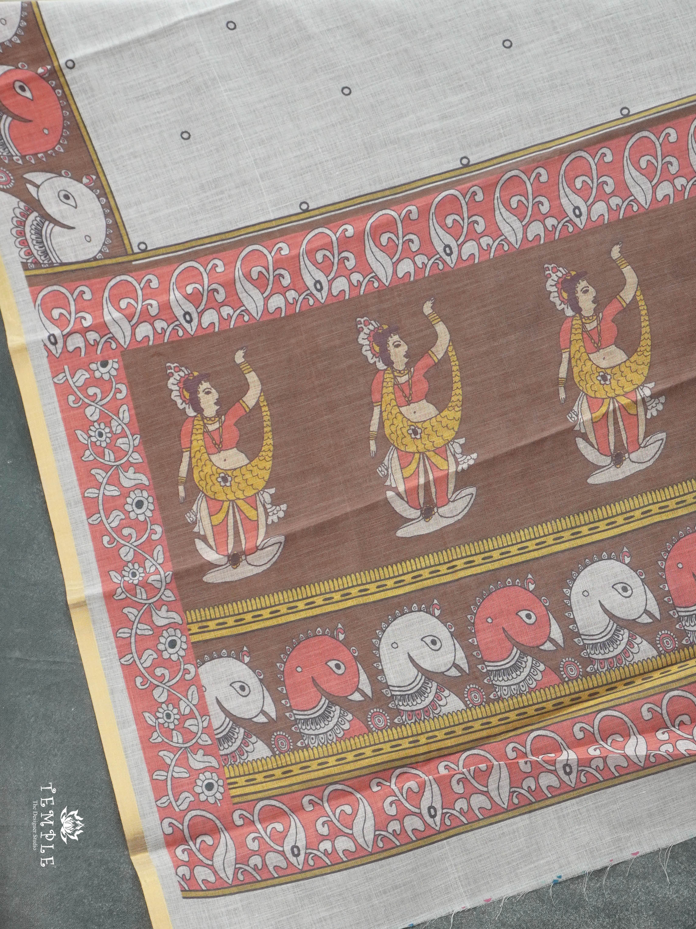 Kalamkari Linen cotton saree | TTDS2813