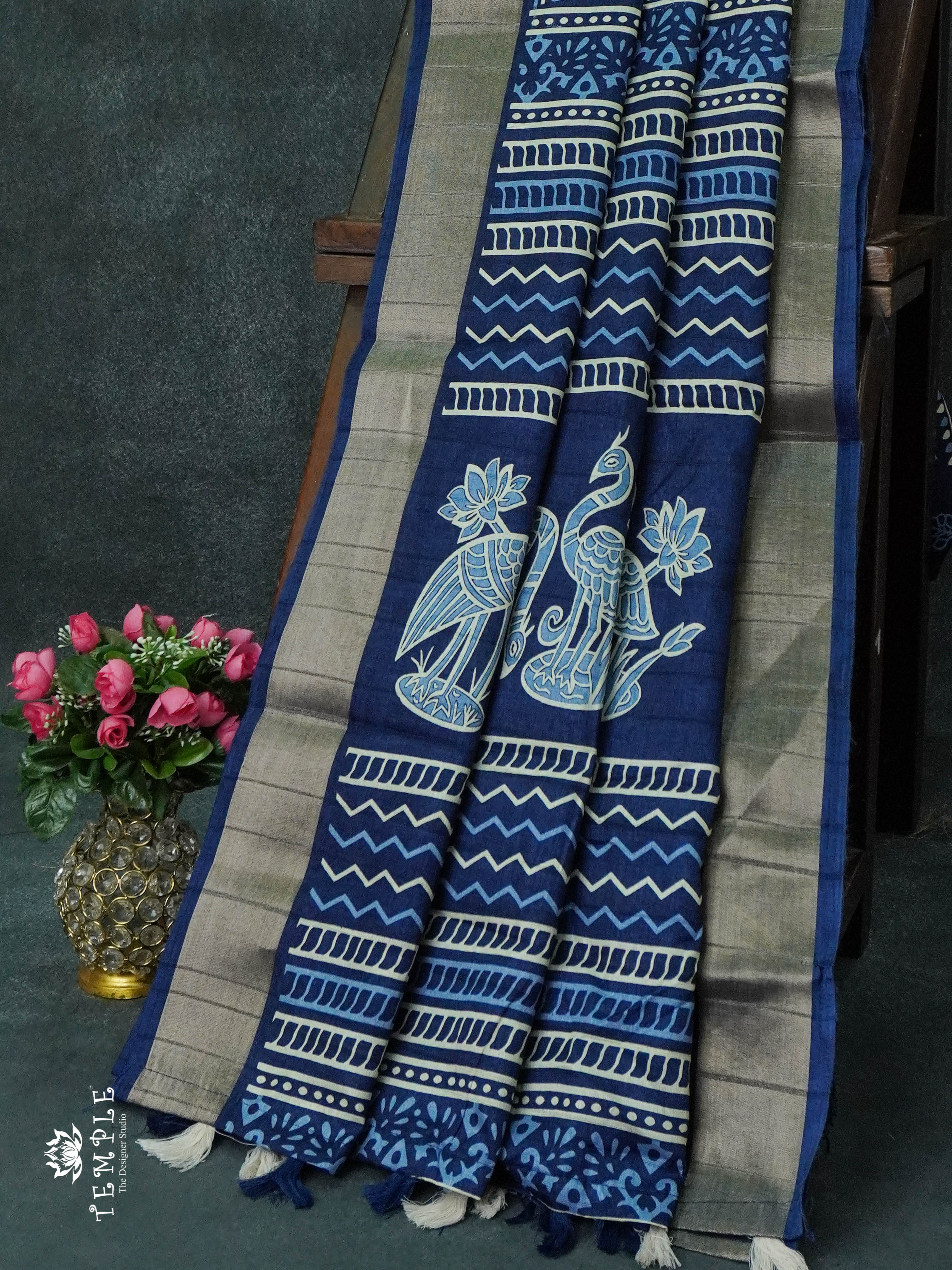 Kadhi Indigo Cotton Saree | TTDS804