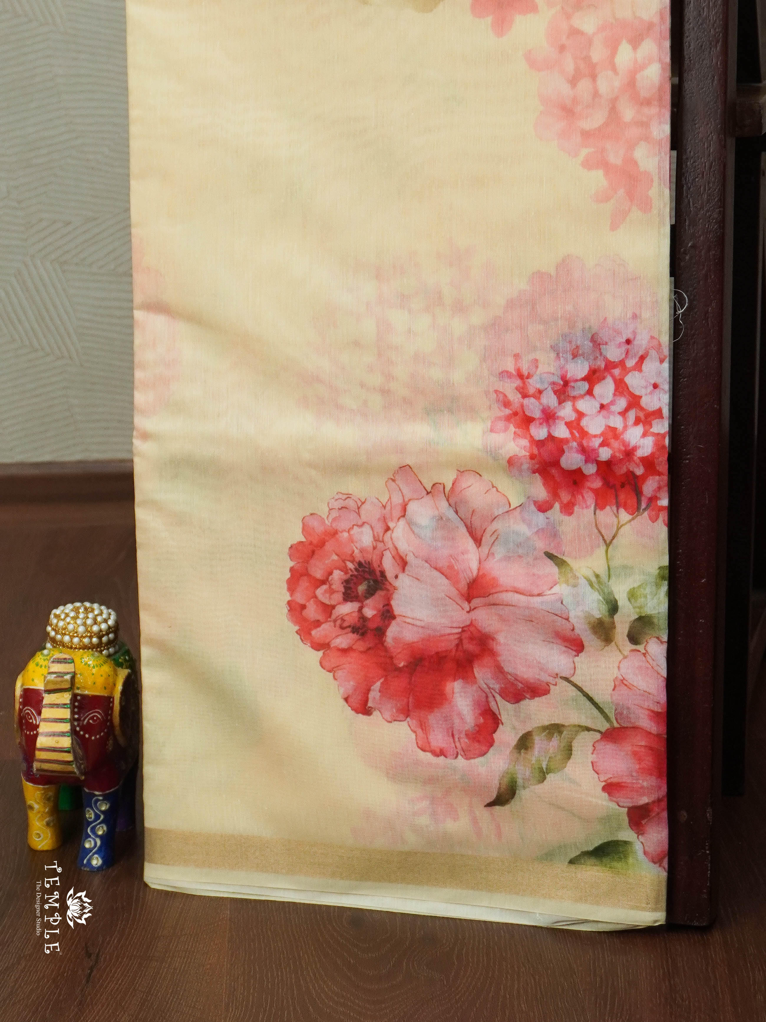 Floral Printed Chanderi Cotton Saree | TTDS1849